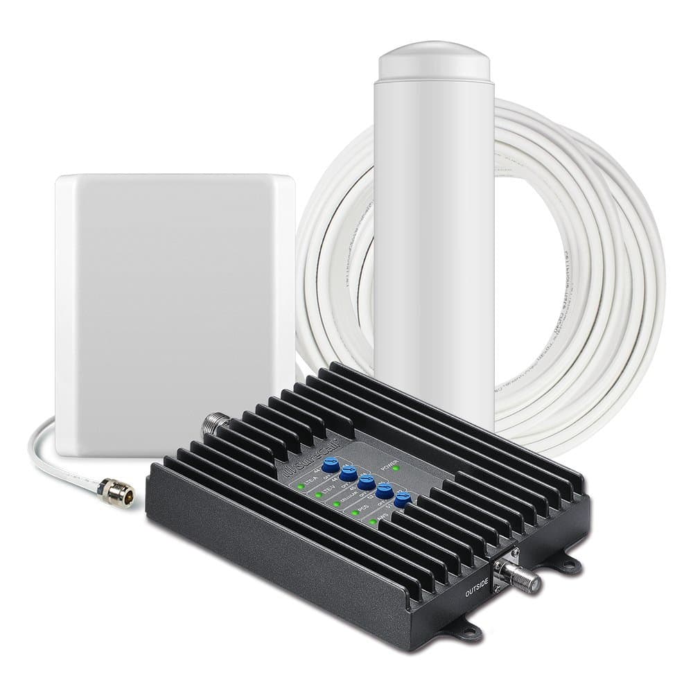 - SureCall Fusion4Home Cell Phone Signal Booster Kit for Home and Office - Verizon, AT&T, Sprint, T-Mobile 3G, 4G and LTE, Covers Up to 3,000 Sq Ft, black (SC-PolyH-72-OP-Kit)