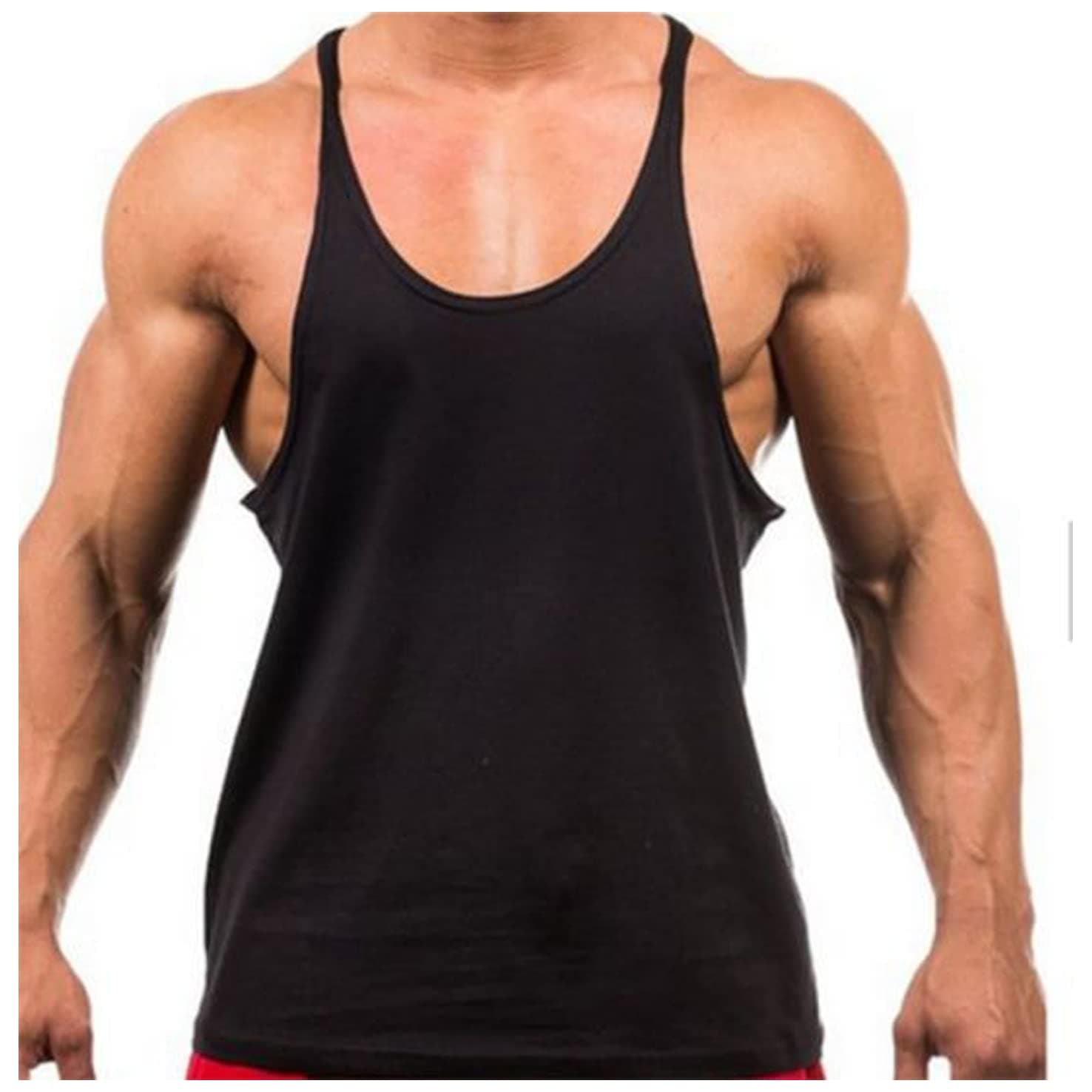 Crown Designs Plain Colour Bodybuilding Weight-Training Sports Stringer Vest Top with Y Back Racerback Fit for Men & Teens