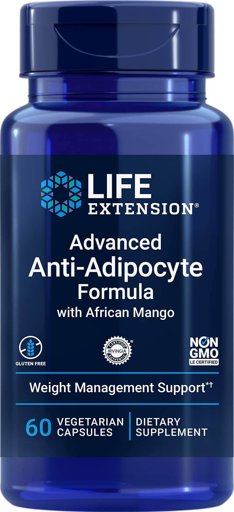 Life Extension Advanced Anti-Adipocyte Formula with African Mango – Weight Management – Gluten-Free, Non-GMO, Vegetarian – 60 Vegetarian Capsules