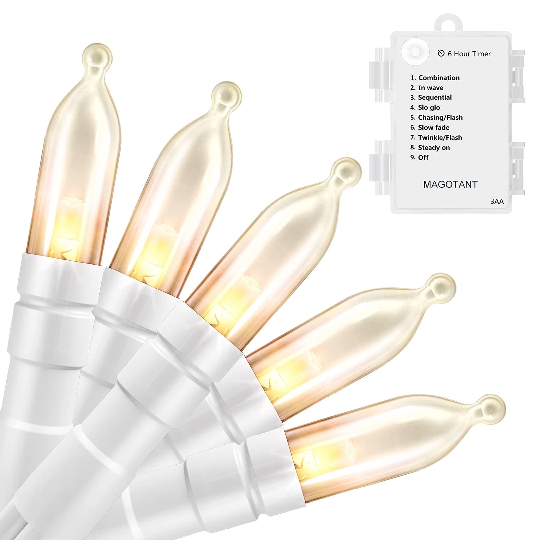 Battery Operated String Lights Christmas Lights 16ft 50 LED String Lights Decorative White Wire for Indoor Outdoor Wedding Party Home Garden Waterproof Warm White