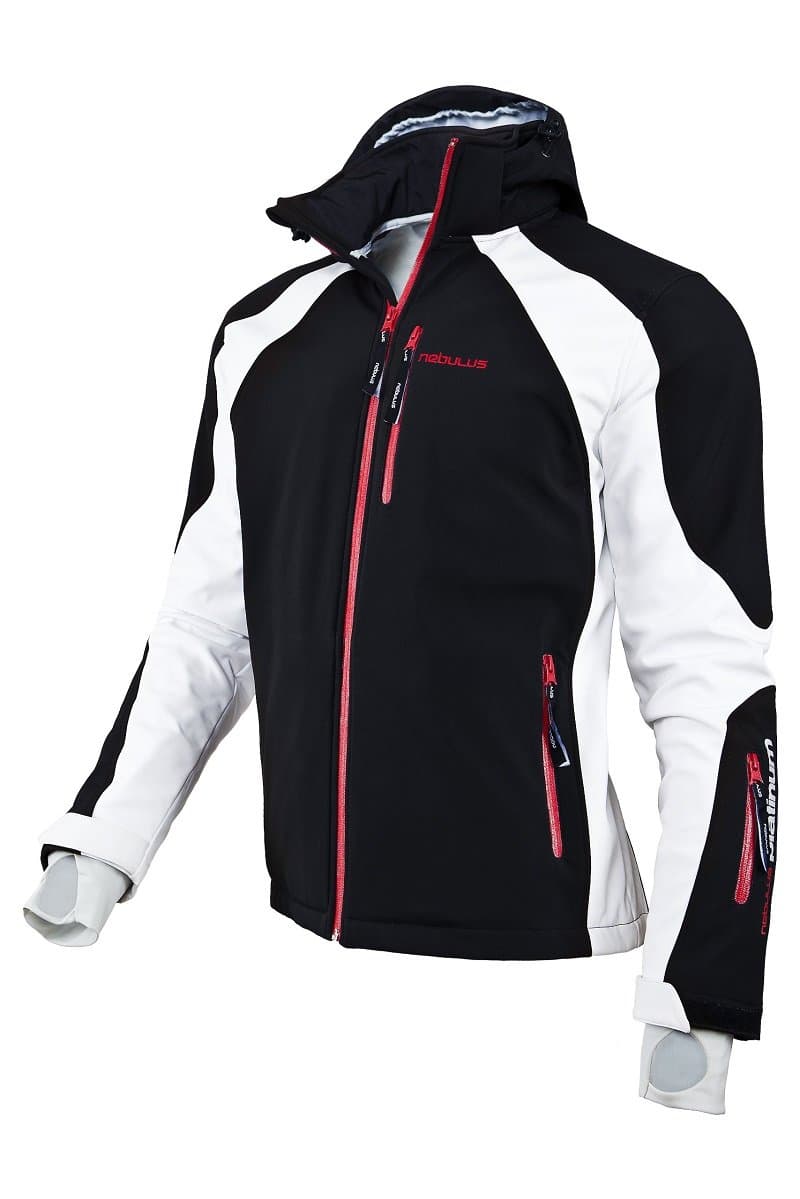 Nebulus Softshell ski jacket ROCKSHELL, men's, black-white, 10,000mm water column (Q300)