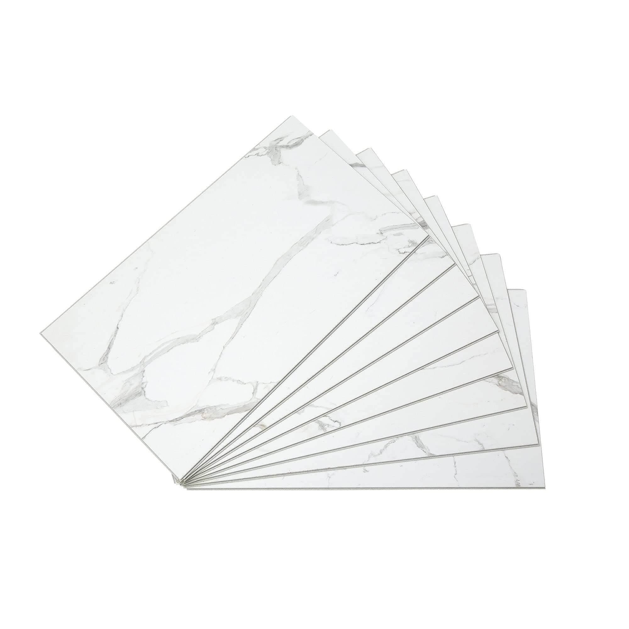 Palisade 25.6 in. x 14.8 in. Interlocking Vinyl Waterproof Wall/Backsplash Tiles for Kitchen or Bathroom in Carrara Marble (8 Pack)