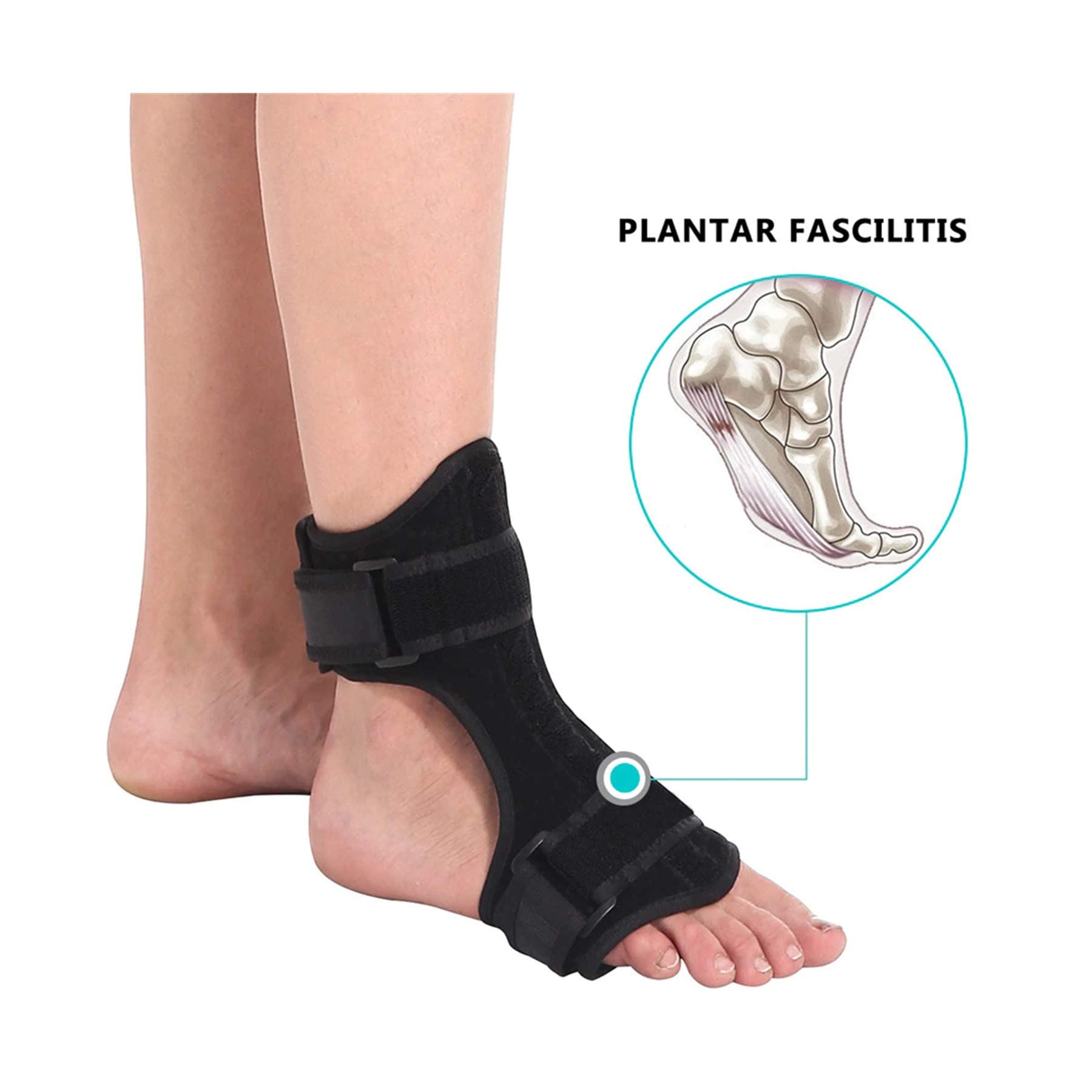 Right or Left Drop Foot Brace,Plantar Fasciitis Splint,Foot Up Brace Prevent Dragging,Ware Barefoot/Inside Shoes,for Stroke,Achilles Tendonitis,Muscular Distrophy (One Size, Black)