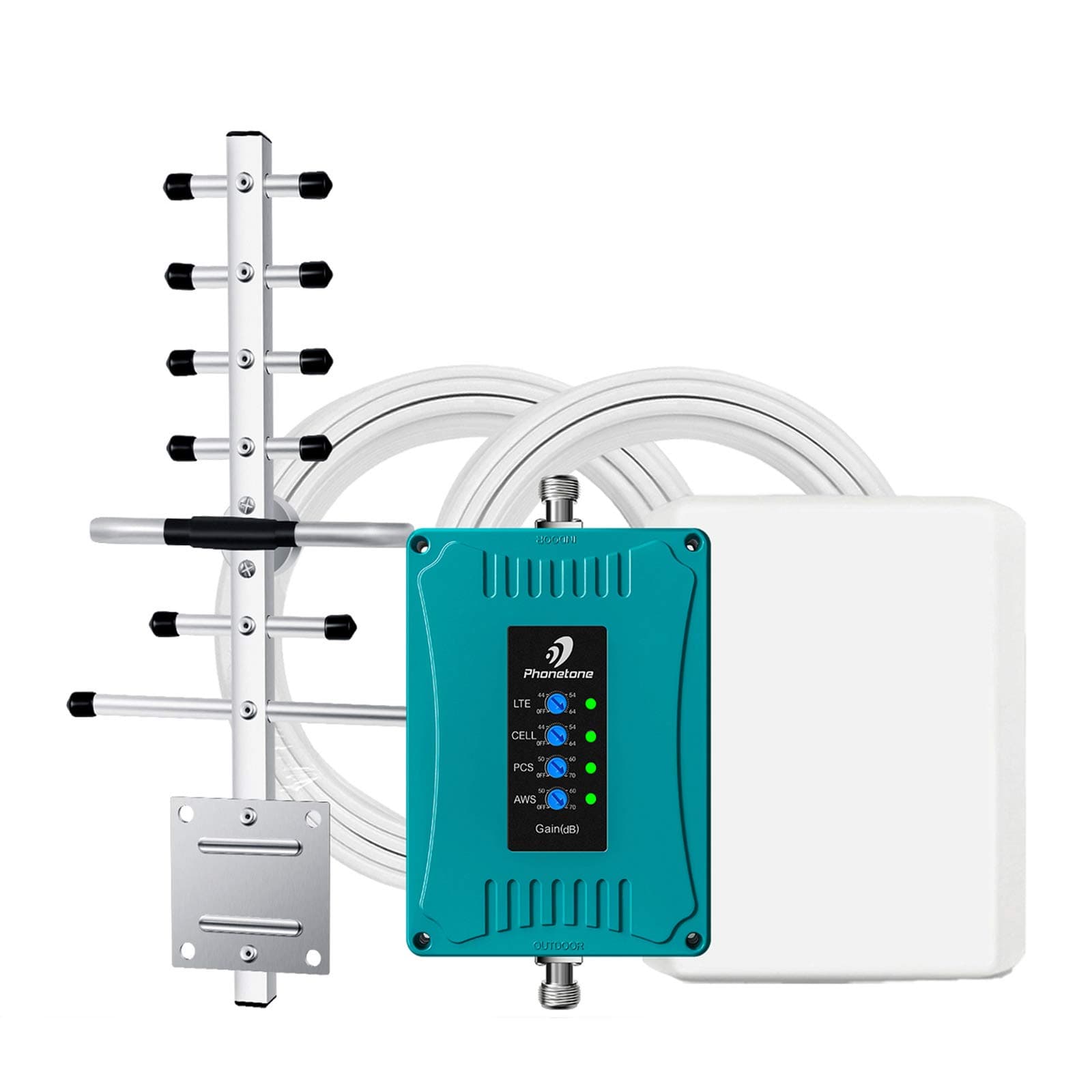 Phonetone Cell Phone Signal Booster for Home Use - Cellular Repeater Kit Boosts All Carriers Verizon AT&T T-Mobile Voice and Data Up to 4,500Sq Ft | Support Multi Devices | FCC Approved
