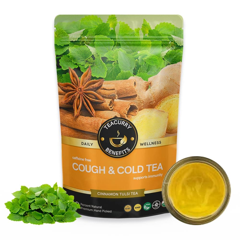 TEACURRY Cold and Cough Tea - 15 Tea Bag | Helps cough, Cold, Runny Nose and sore throat | Relieves Sneezing, Fever, Dizziness | Cough and Cold Relief Pack |100% Natural Herbal Tea for Immunity