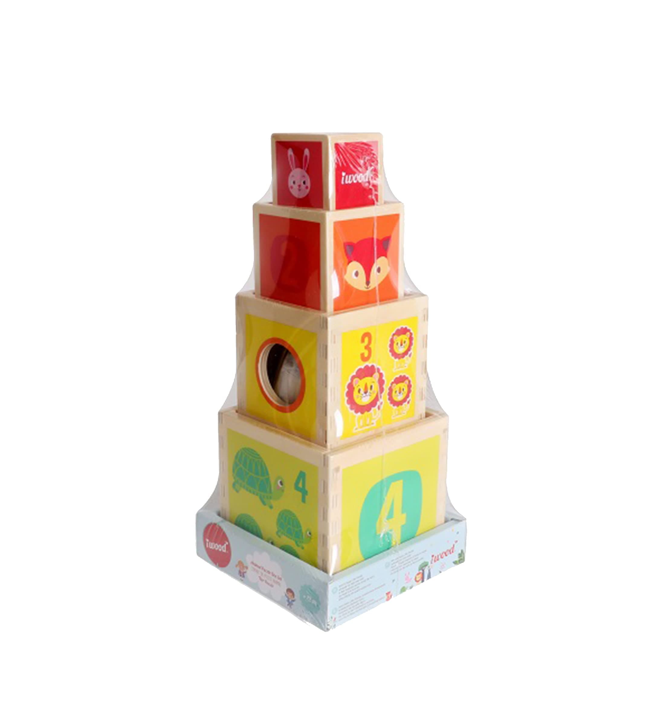 IwoodShapes and Colours Pyramid Wooden Cubes, 11009