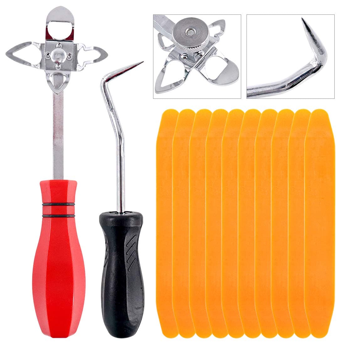 12 Piece Windshield Installation Tools kit, 10 Piece Stick Setting Tool, 1 Piece Offset Windshield Installing Tool, 1 Piece Cotter Pin Puller for Installing Windshield Gaskets, Trim and Strips