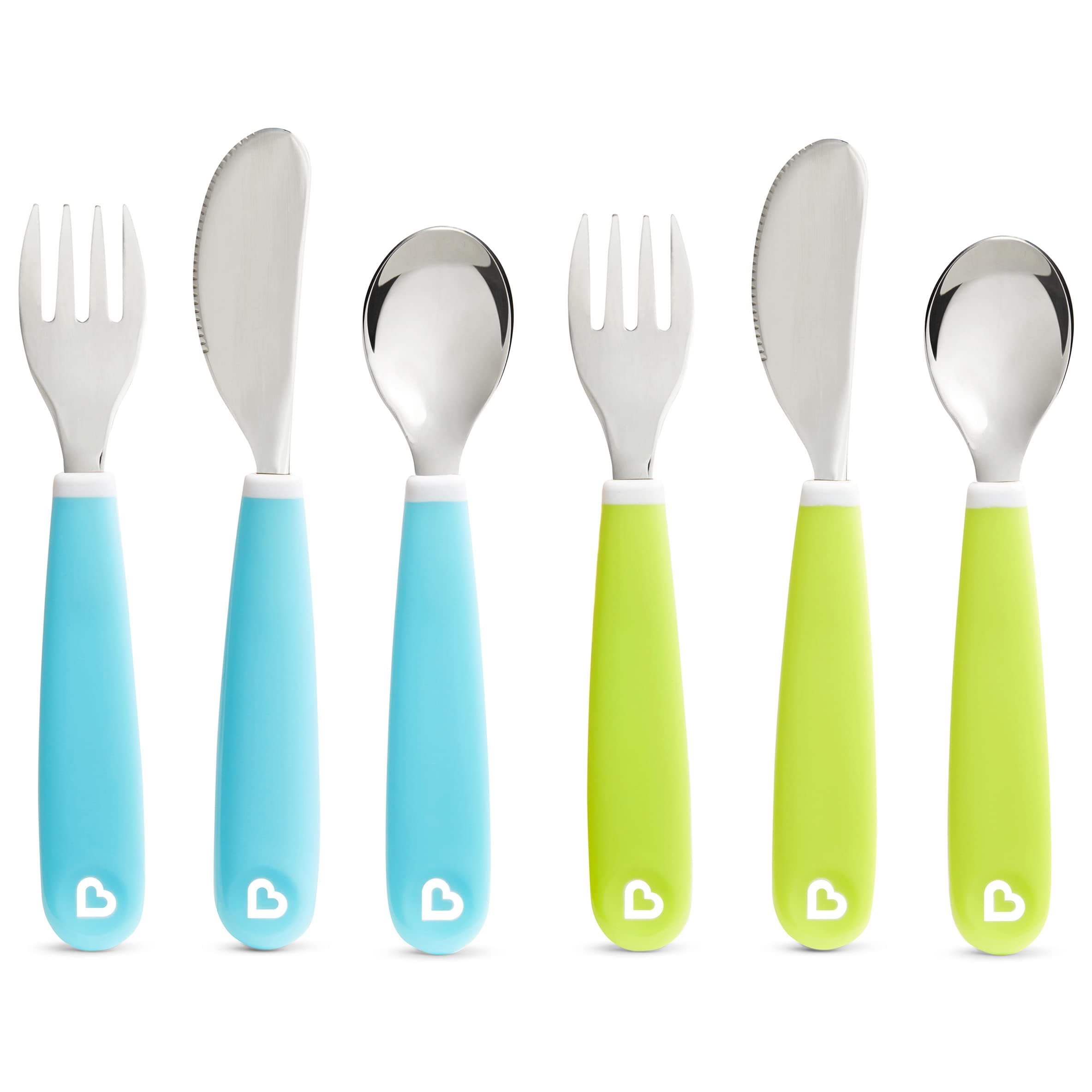Munchkin® Splash⢠Toddler Fork, Knife and Spoon Utensil Set, 6 Pack, Blue/Green
