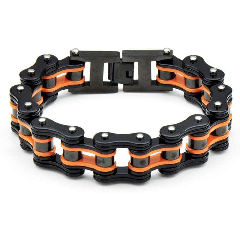 Mens Bicycle Bike Bracelet Stainless Steel Biker Link Chain Wristband Motorcycle Bangle 7.08-9.44 inch