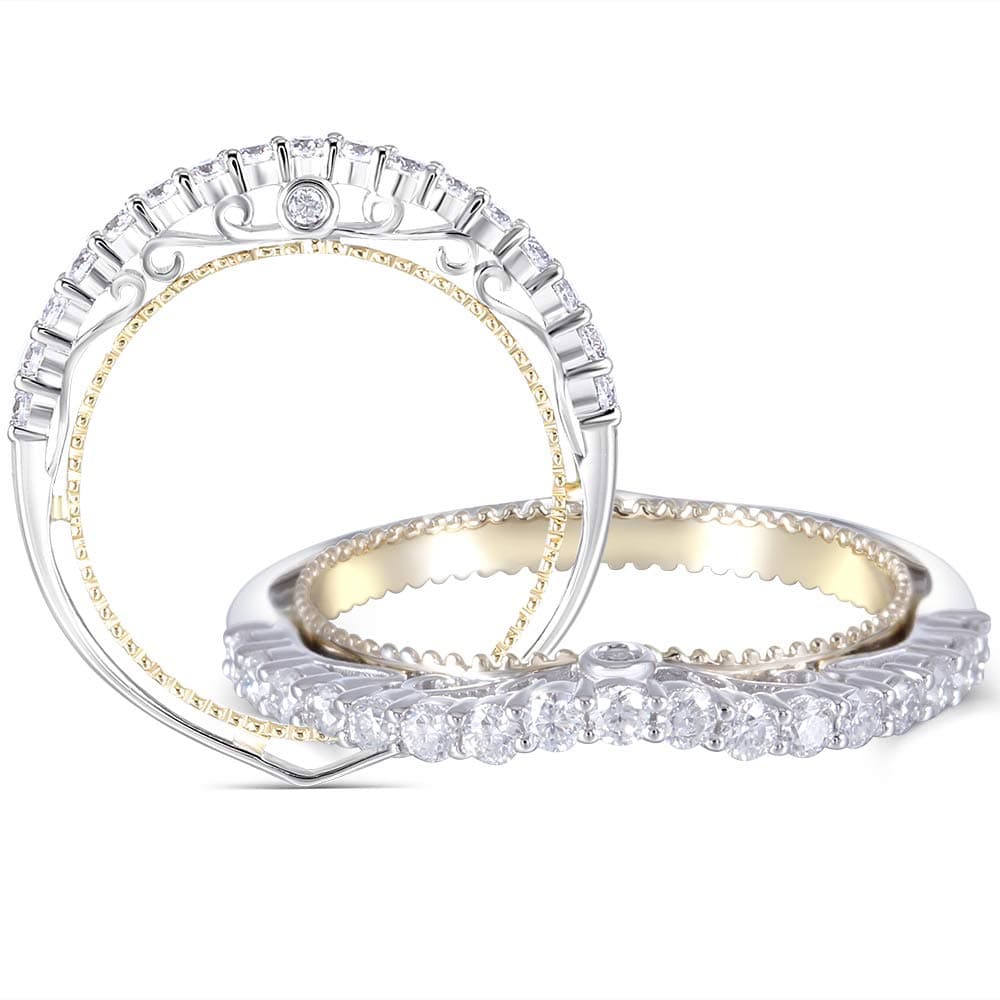 DovEggs 14K Two Tones Gold Moissanite Engagement Rings Half Eternity Anniversary Wedding Band for Women(6.5)