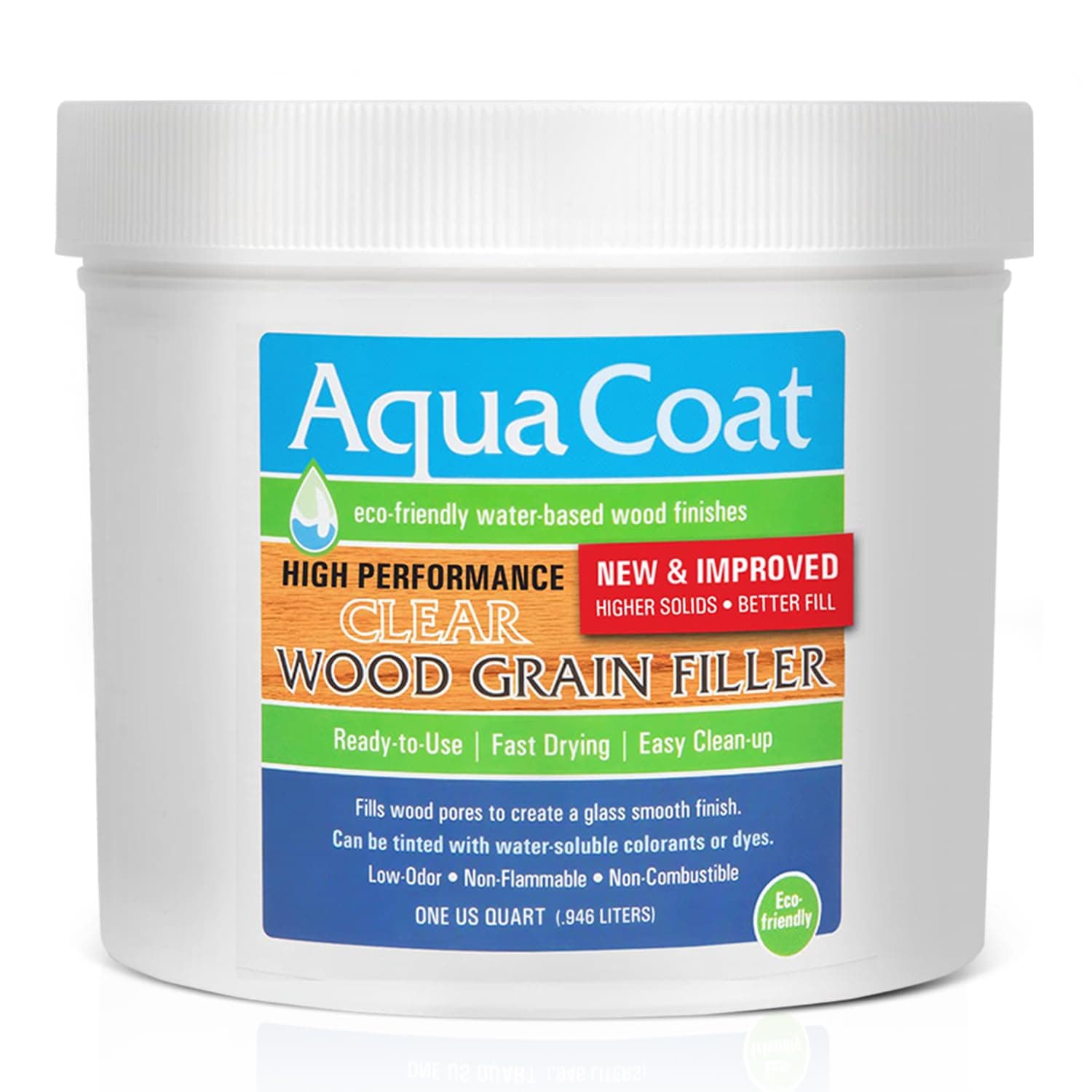 AquaCoat Aqua Coat Water Based High Performance Clear Wood Grain Filler Gel, Great for Home Improvement and DIY Woodworking Professionals, Low Odor, Fast Drying and Stainable, 1 Quart