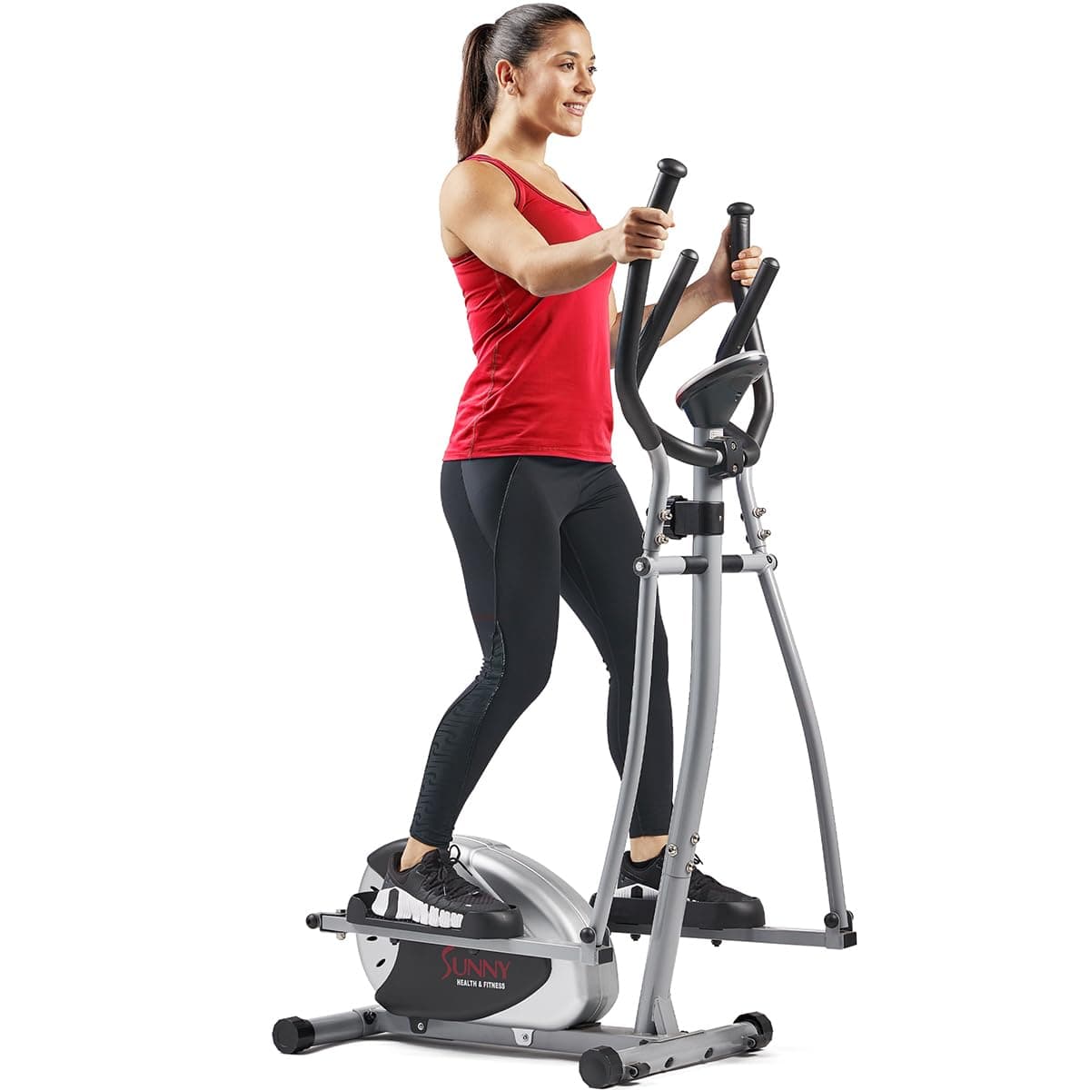 Sunny Health & Fitness Magnetic Elliptical Machine, Total Body Cross Trainer with LCD Monitor and Pulse Rate Grips, Cardio Exercise Equipment For Home, SF-E905