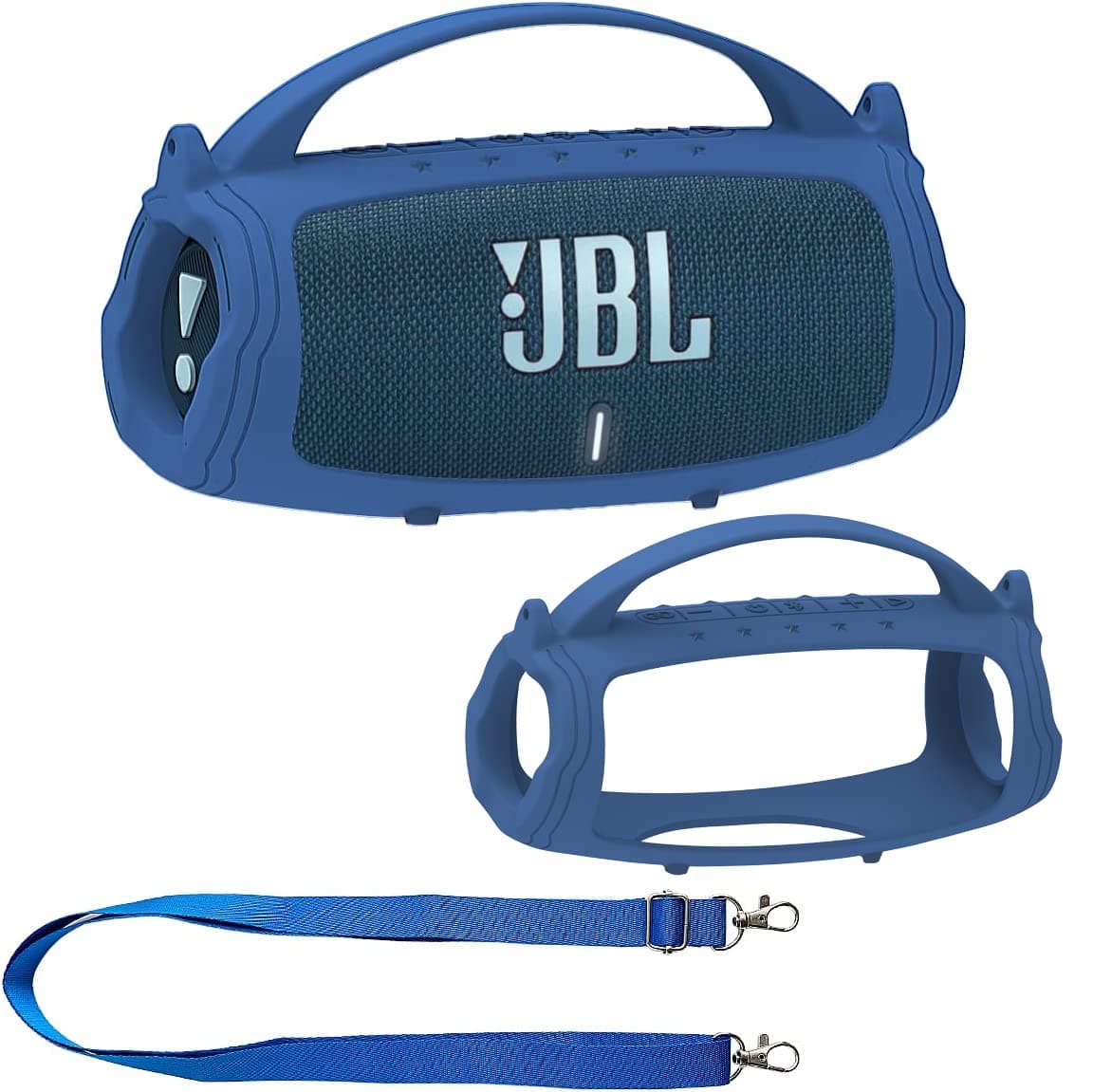 JCHPINE Silicone Cover Case for JBL Charge 5 Portable Bluetooth Speaker, Protective Skin Case for JBL Charge 5 Speaker Accessories (Blue)