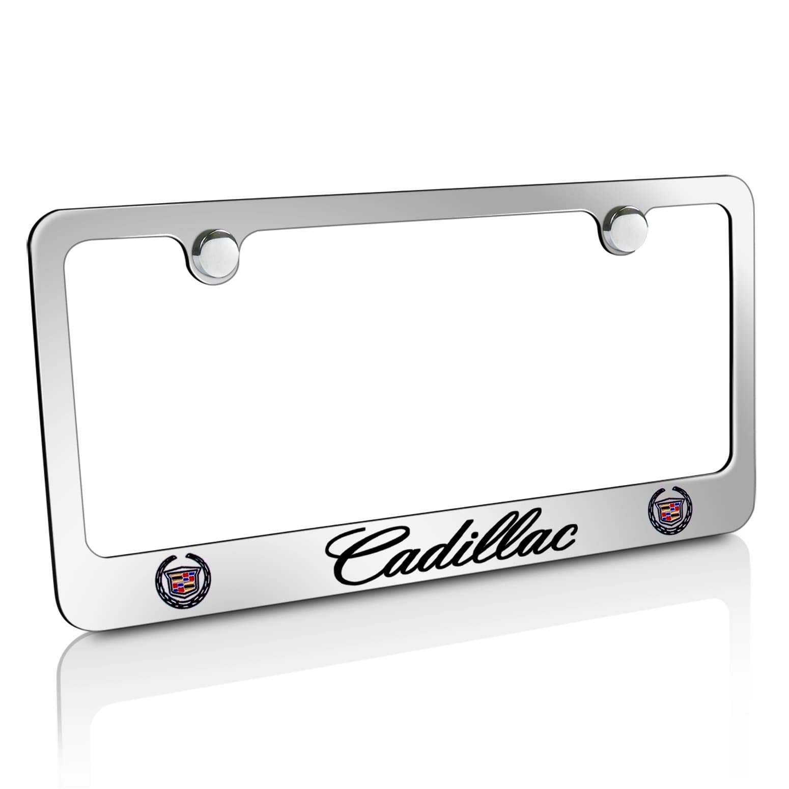 Cadillac Workmark & Logo Chrome Plated Metal License Plate Frame Holder by Cadillac