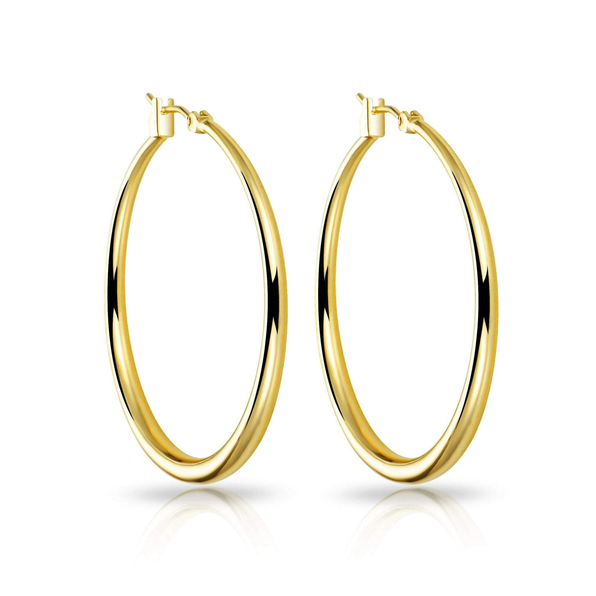 18k Gold Plated 40mm Hoop Earrings