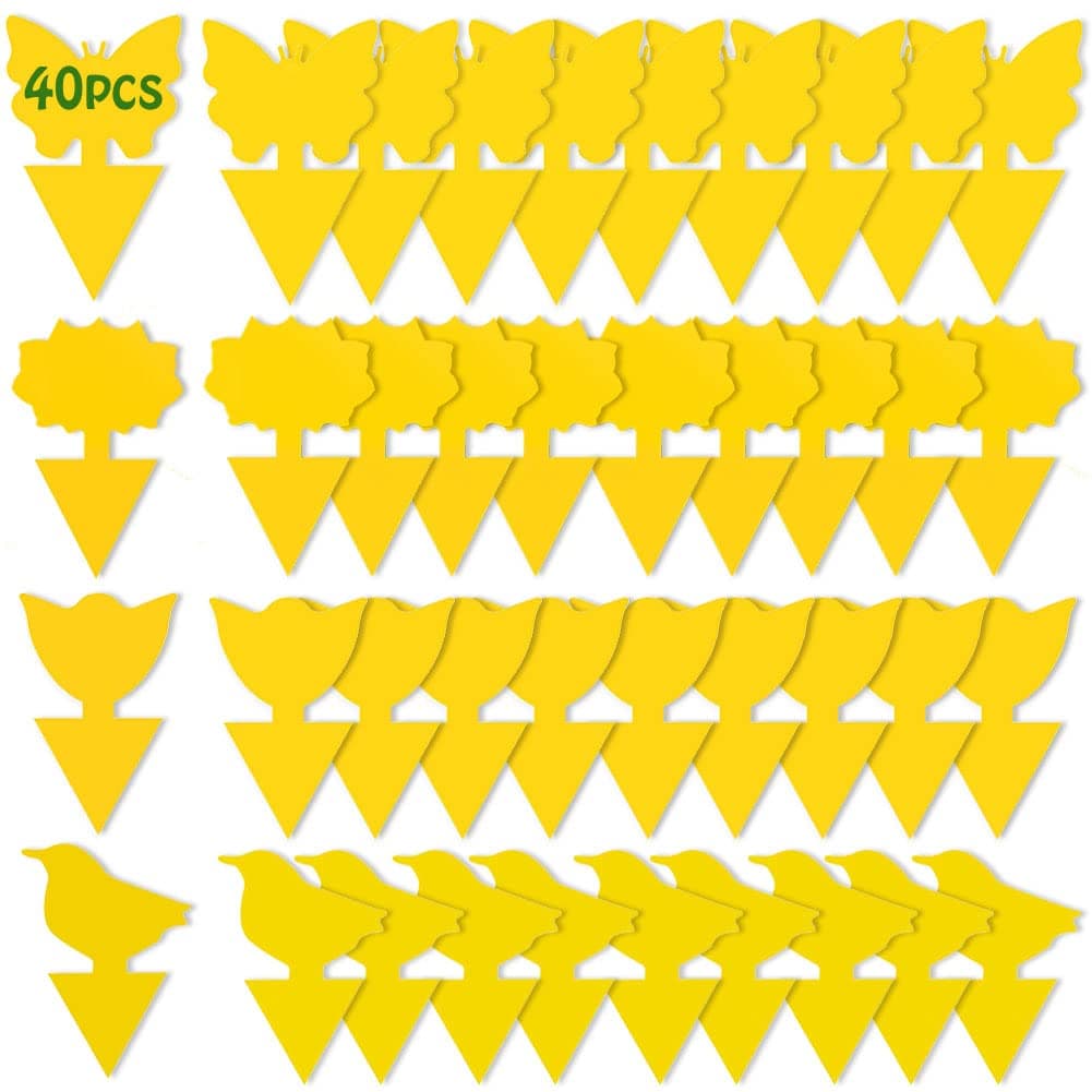 Fruit Fly Trap, Fruit Fly Killer Yellow Sticky Bug Insect Killer Double-sided Insect Catcher Sticky Bug Sticky Fruit Fly Killer for Houseplant Indoor and Outdoor (Yellow-4 shape)