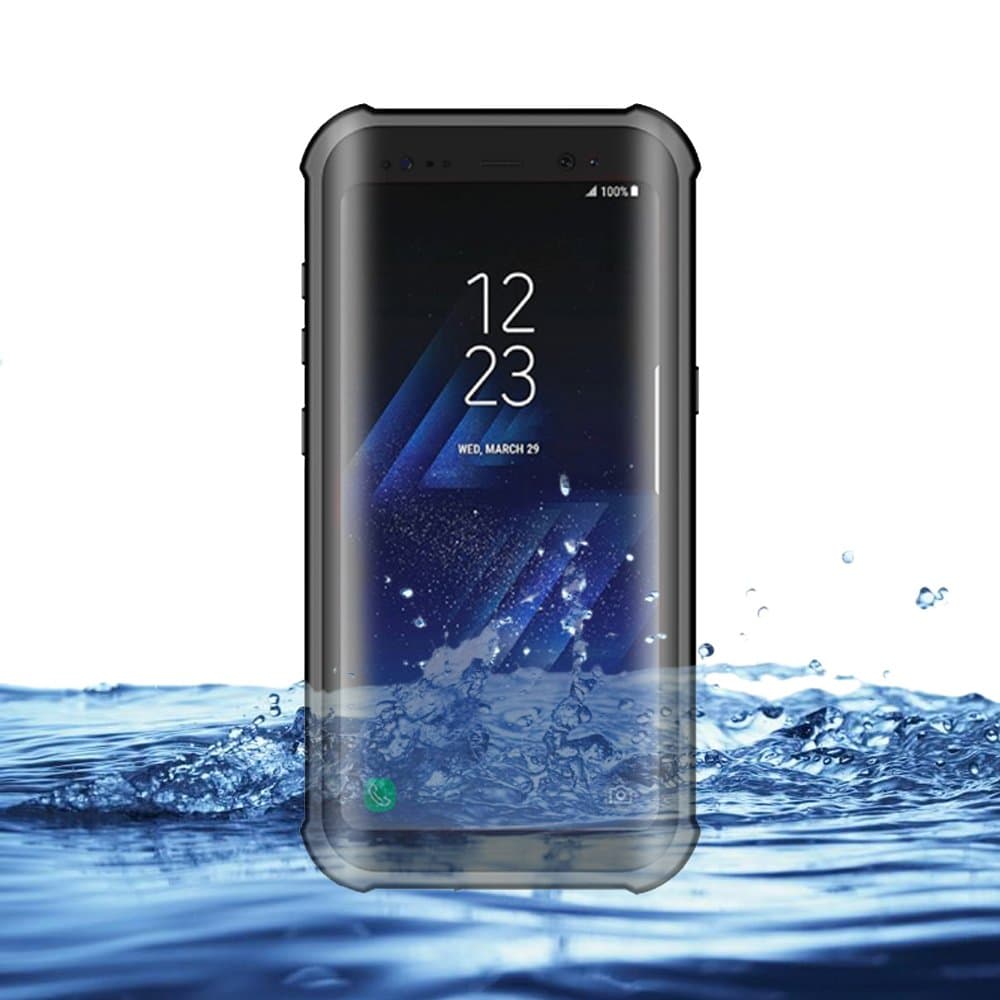 Eazewell Durable Ultra Slim 100% Waterproof Case Shockproof Dustproof Snowproof Hard Shell Underwater Protective Box Rugged Cover with Kickstand for Samsung Galaxy S8+ Plus SM-G955 (Black)