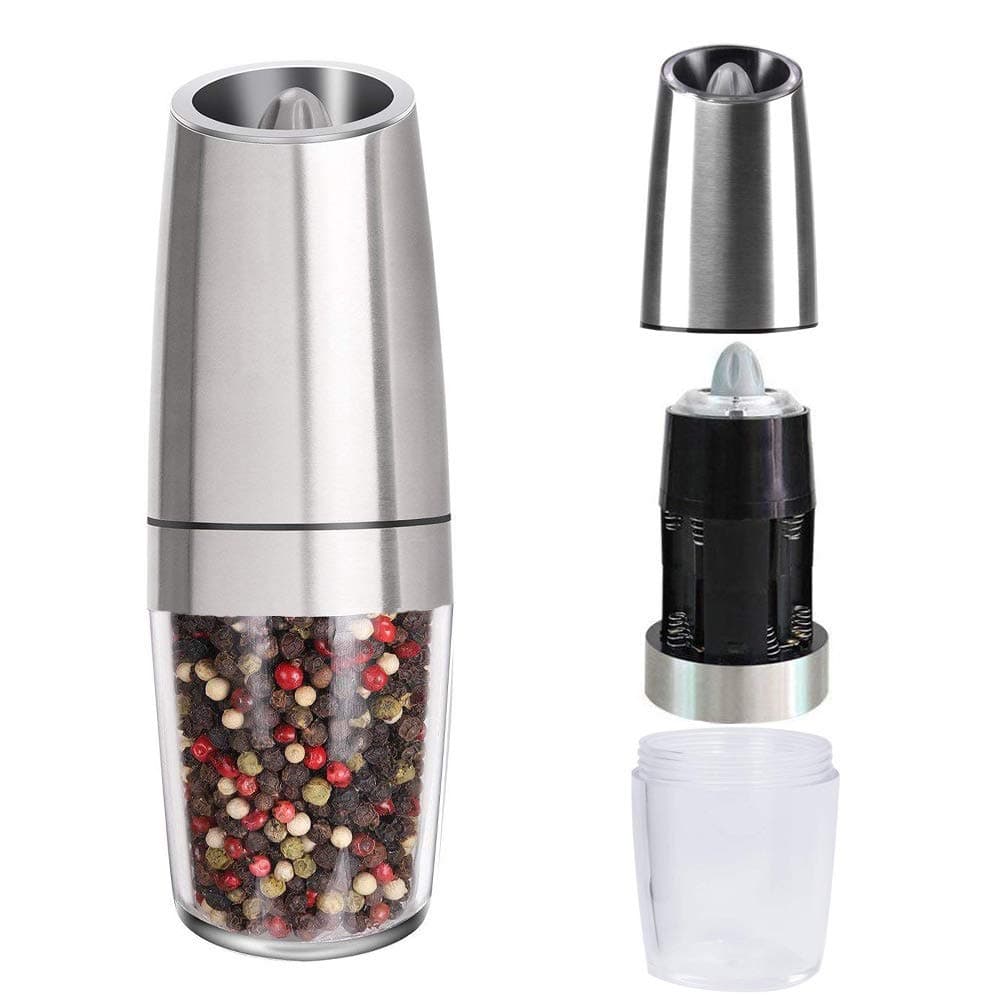 SimpleTaste 2-in-1 Stainless Steel Electric Salt and Pepper Grinder, Battery Powered Salt and Pepper Mill with Adjustable Ceramic Grinding Mechanism