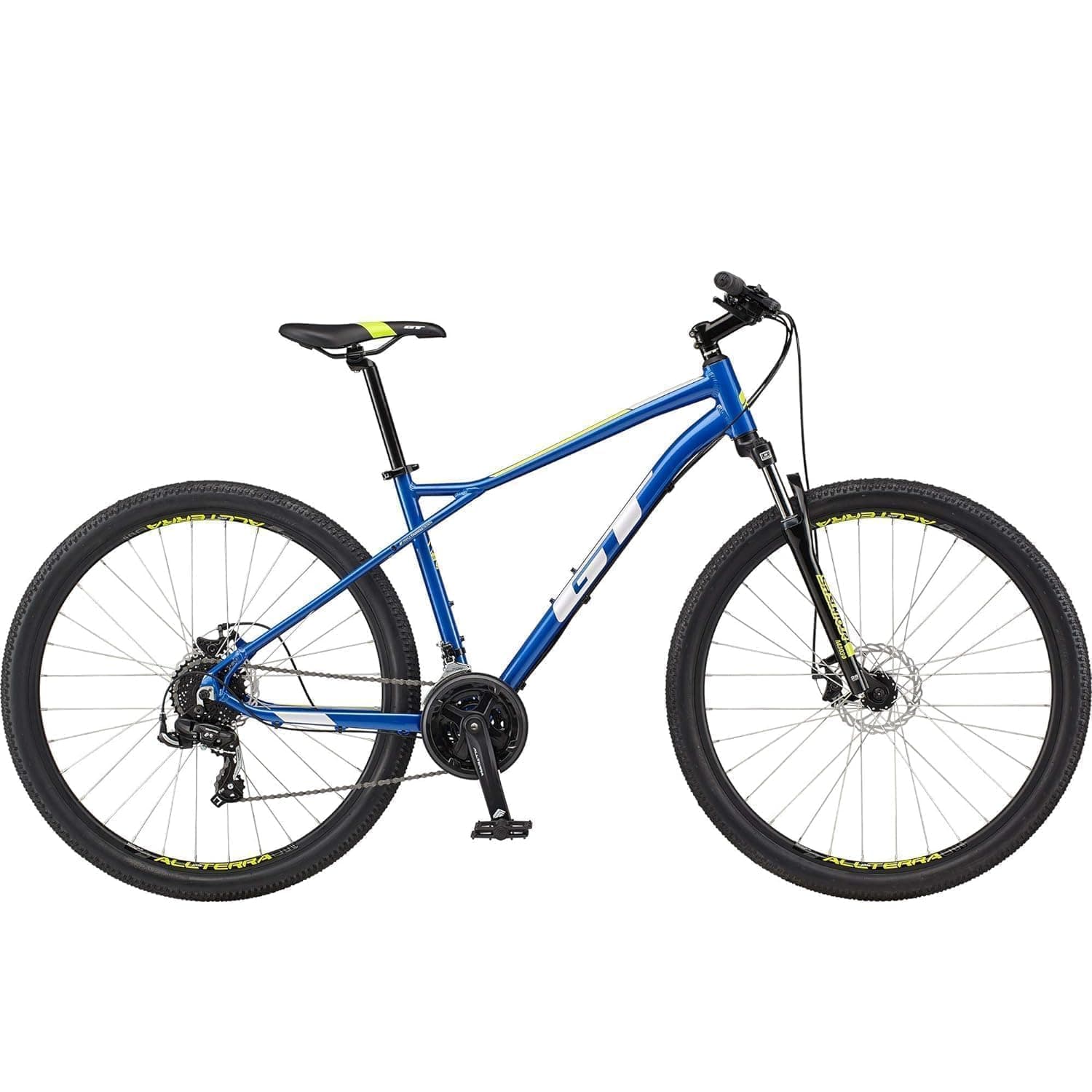 GT Aggressor Sports 27.5" Hardtail MTB bike | Mountain Bicycle with Tektro disc brakes and suspension fork | Lightweight aluminium alloy bike with 21-Speed Tap Shifters - Frame Size XS - Blue