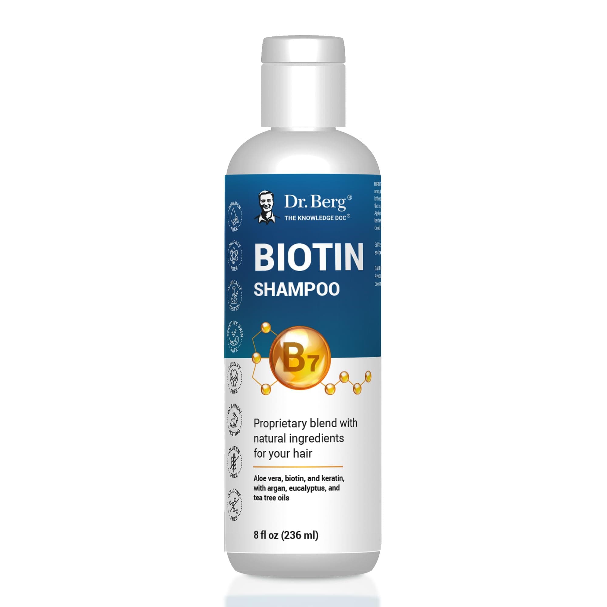 Dr. Berg Biotin Shampoo for Men & Women (Improved High-Performance Formula) - Independently Tested & Certified Paraben- Sulfate- & Silicone-Free - Infused w/Biotin, Argan Oil & Botanicals - 8 Fl oz