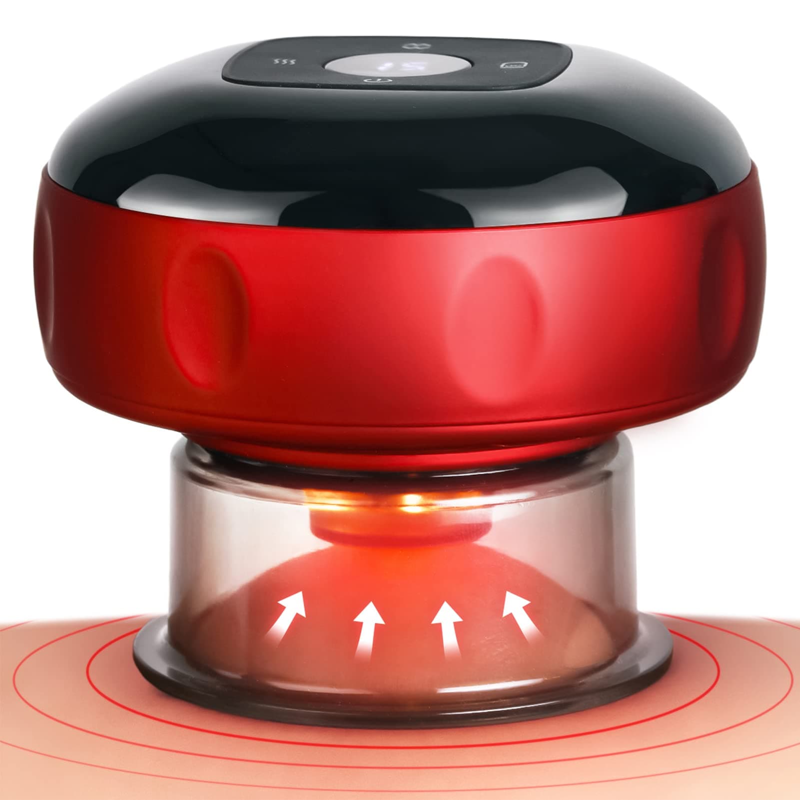 Smart Dynamic Cupping Therapy Set,Cellulite Massager 4 in 1 Vacuum Therapy Machine Cellulite Remover,Gua Sha Massage Tool with12 Level Temperature and Suction, 12 Level Red