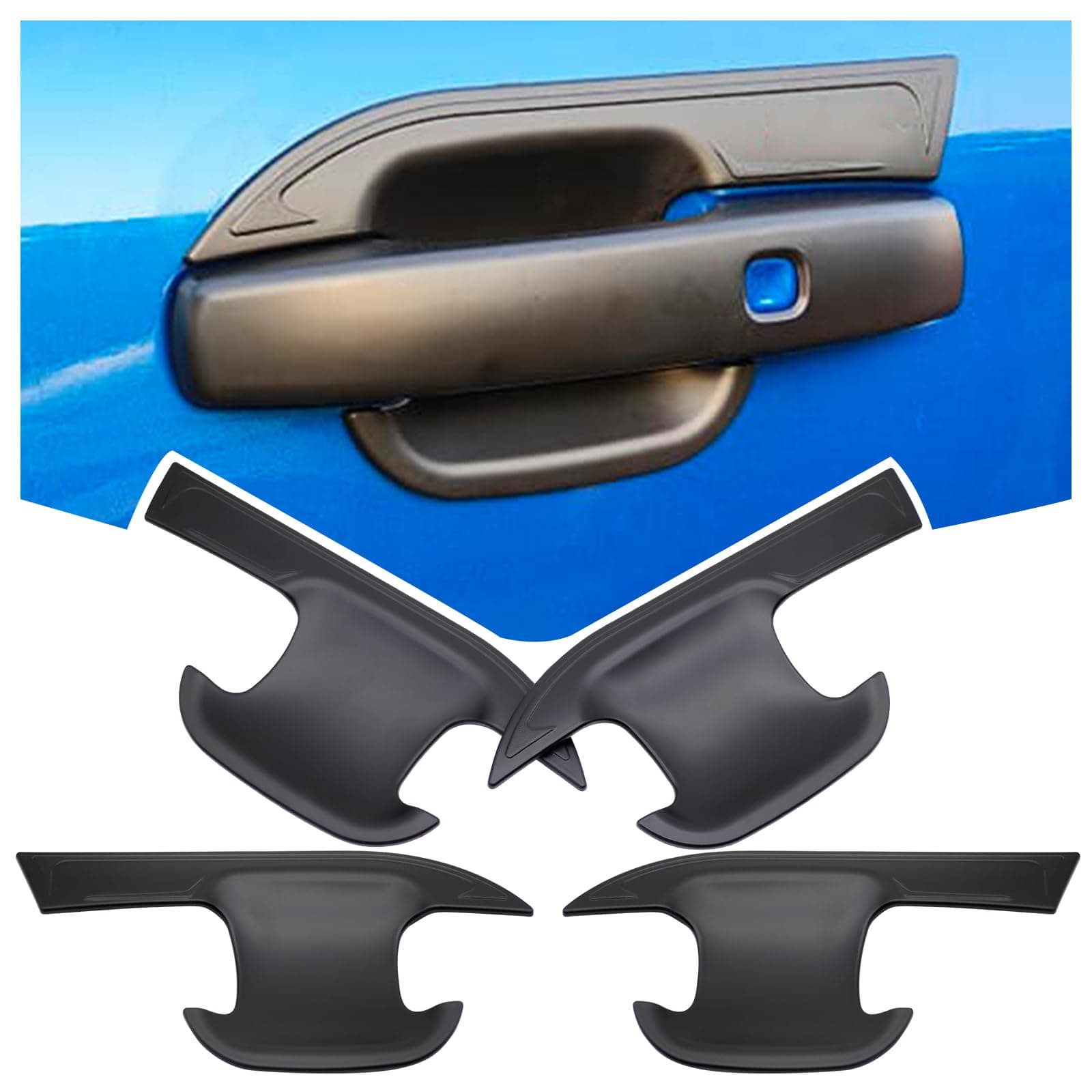Door Handle Bowl Cover Set for Ford Ranger 2023-2025 Wildtrak Raptor Platinum XLT XL Tremor T9 Accessories Side Door Insert Protector Trim Matte Black ABS 4PCS