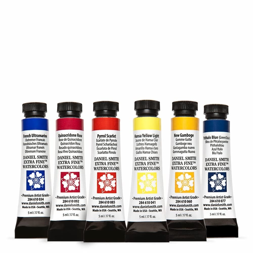 285610005 Extra Fine Essentials Introductory Watercolor, 6 Tubes, 5ml, Blue/Transparent/Yellow, 0.17 Fl Oz (Pack of 6)