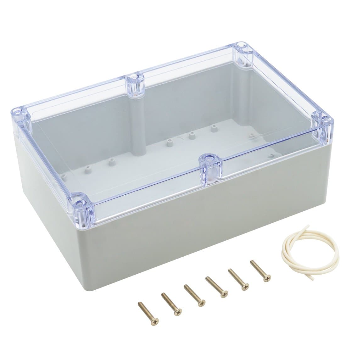LeMotechABS Plastic Junction Box Dustproof Waterproof IP65 Electrical Enclosure Box Universal Project Enclosure Grey with PC Transparent Clear Cover 9 x 5.9 x 3.4 inch(230 x 150 x 87 mm)