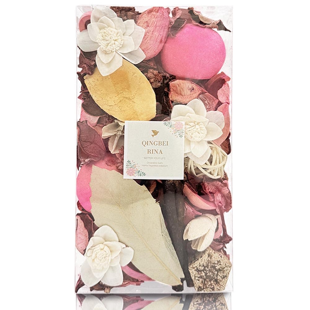 Qingbei Rina Potpourri Bags, Eucalyptus Scented Potpourri Bowl Filler Dried Flower,Pink Decorative Vase Filler, Home Fragrance Petal,Bathroom Decor, 10oz