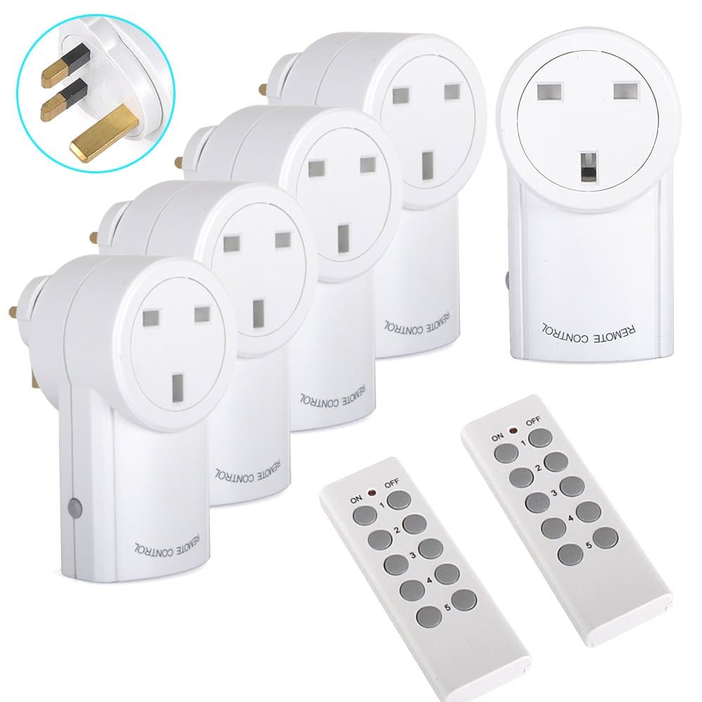 Sockets Switch with Wireless Remote Control for Light, Household Appliances Home Programmable Electrical Plug Outlet Switch 30m/100ft Operating Range 5 Pack