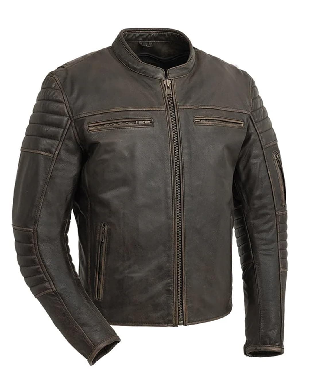 First Mfg Co - Commuter - Men's Motorcycle Biker Riding Black Leather Jacket
