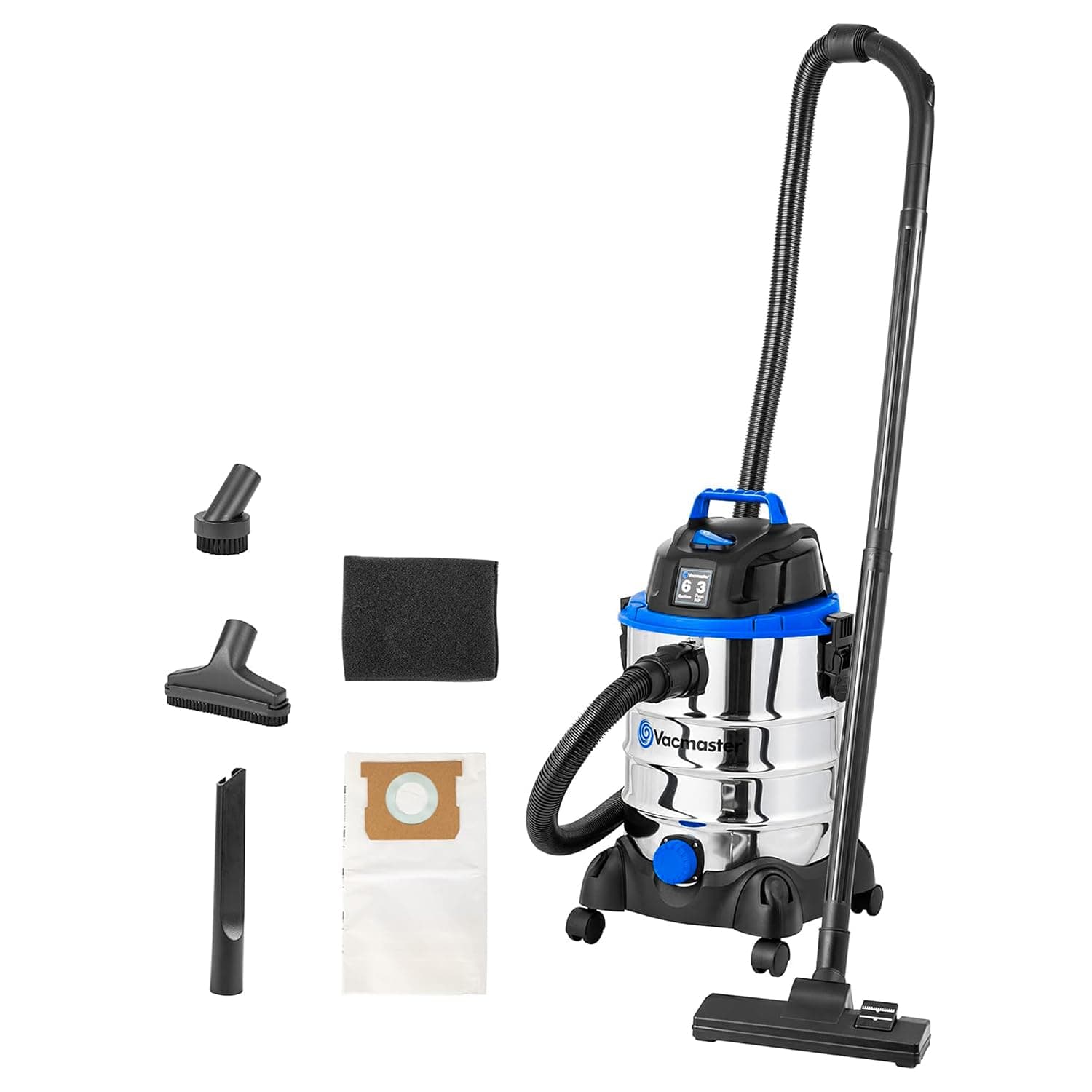 VQ607SFD, 6 Gallon 3 Peak HP Stainless Steel Wet/Dry Shop Vacuum