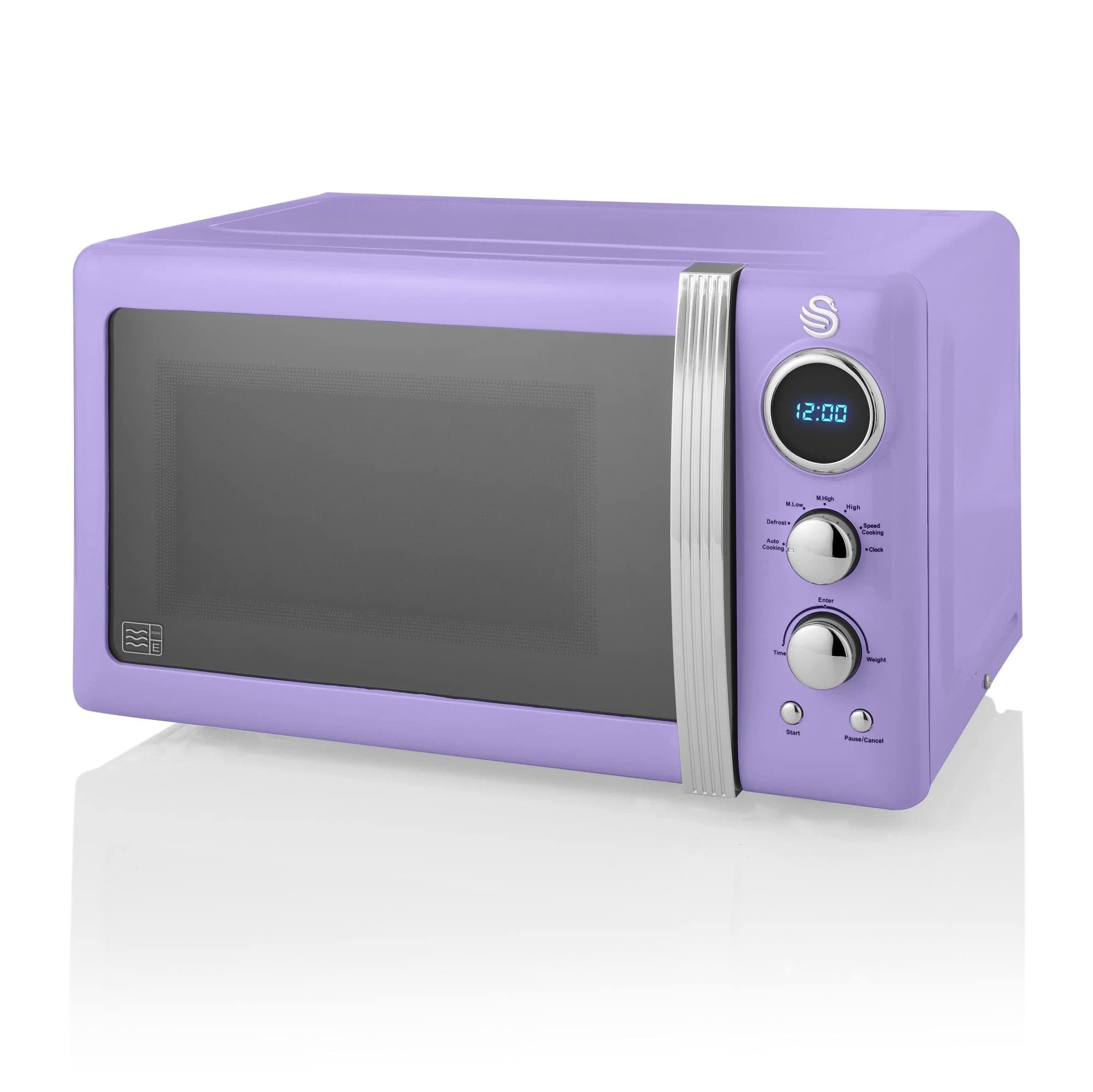 Swan Retro LED Digital Microwave Purple, 20L, 800W, 6 Power Levels Including Defrost Setting, SM22030LPURN
