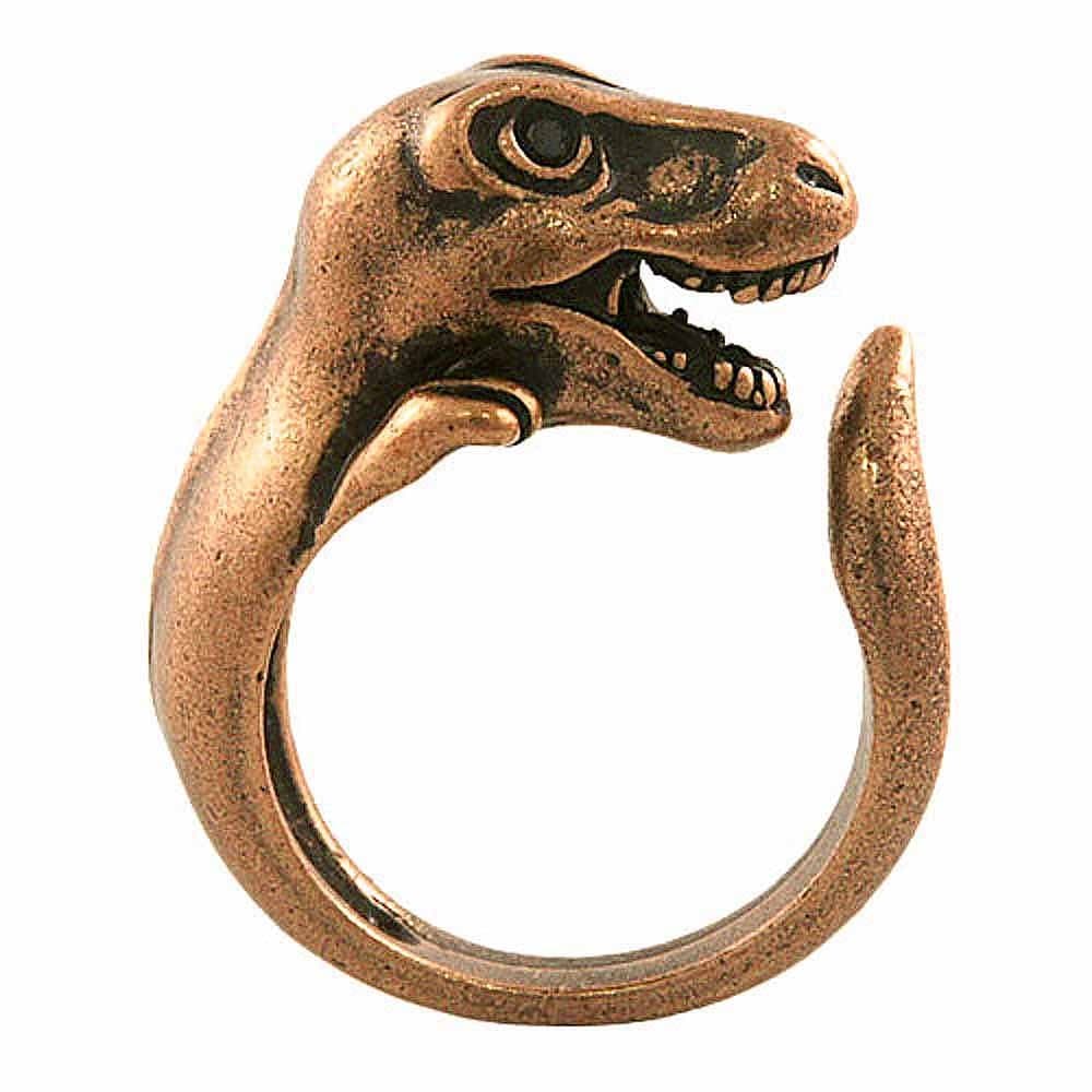Ellenviva T-Rex Dinosaur Adjustable Animal Wrap Ring Vintage Bronze Tone