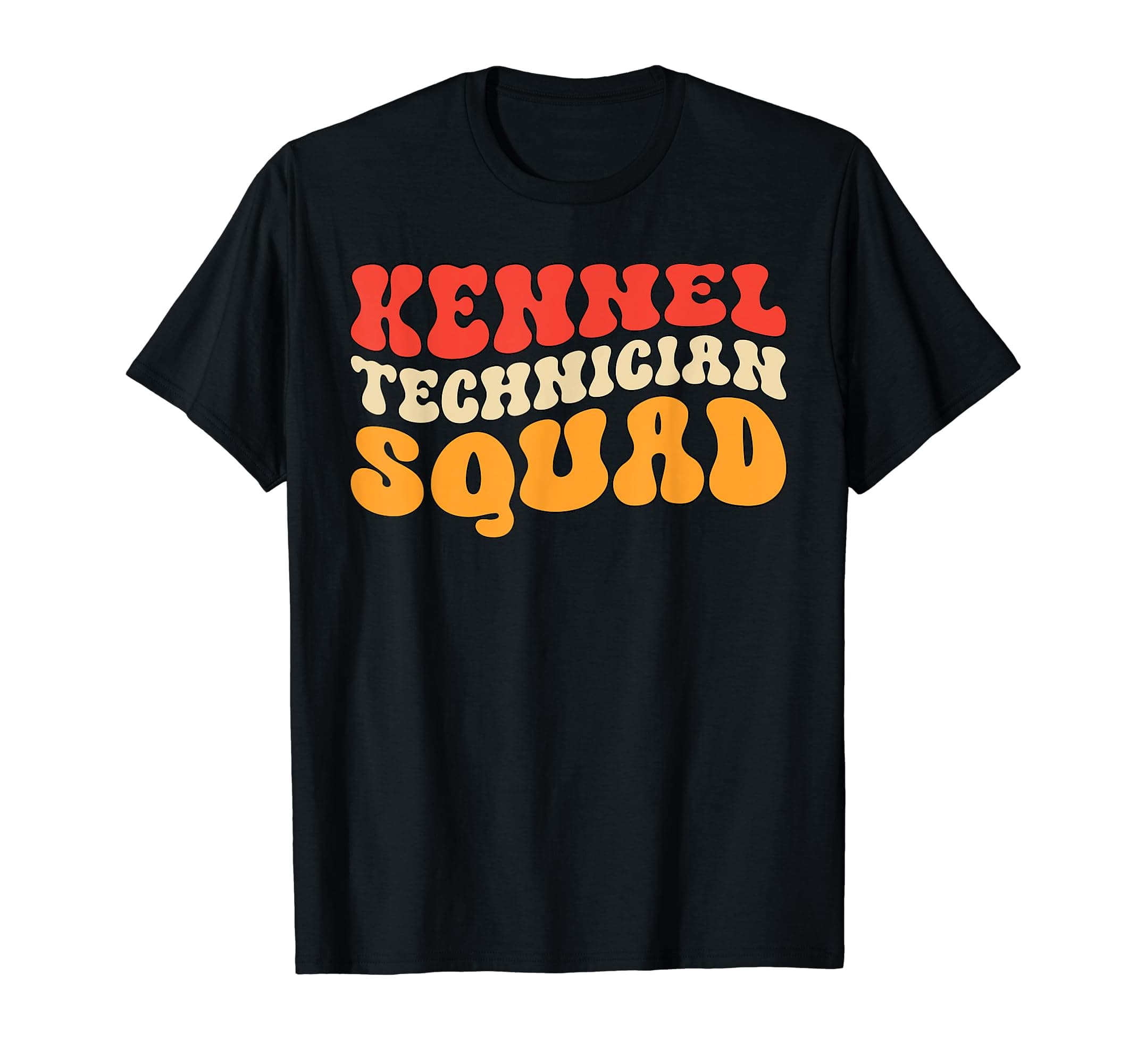 Retro Kennel Technician Squad Groovy Wavy Funny Kennel Tech T-Shirt