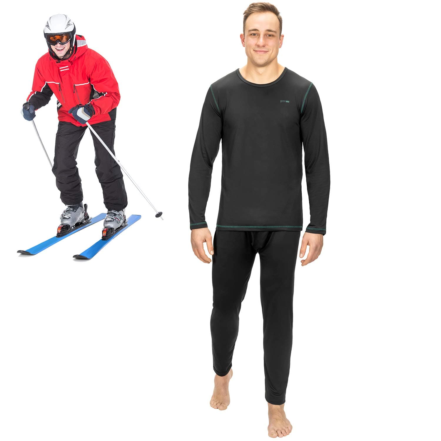 Thermal Underwear for Men (Thermal Long Johns) Sleeve Shirt & Pants Set, Base Layer w/Leggings Bottoms Ski/Extreme Cold