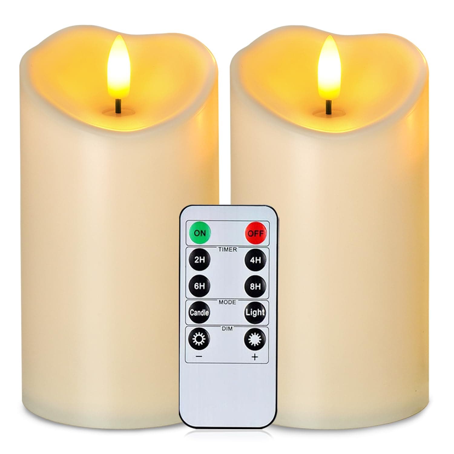 3" x 6" Outdoor Waterproof Flameless Candles, LED Candles, Battery Operated Candles with Remote and Timers, Electric Fake Pillar Candles for Home Decor, Dark Ivory, Set of 2