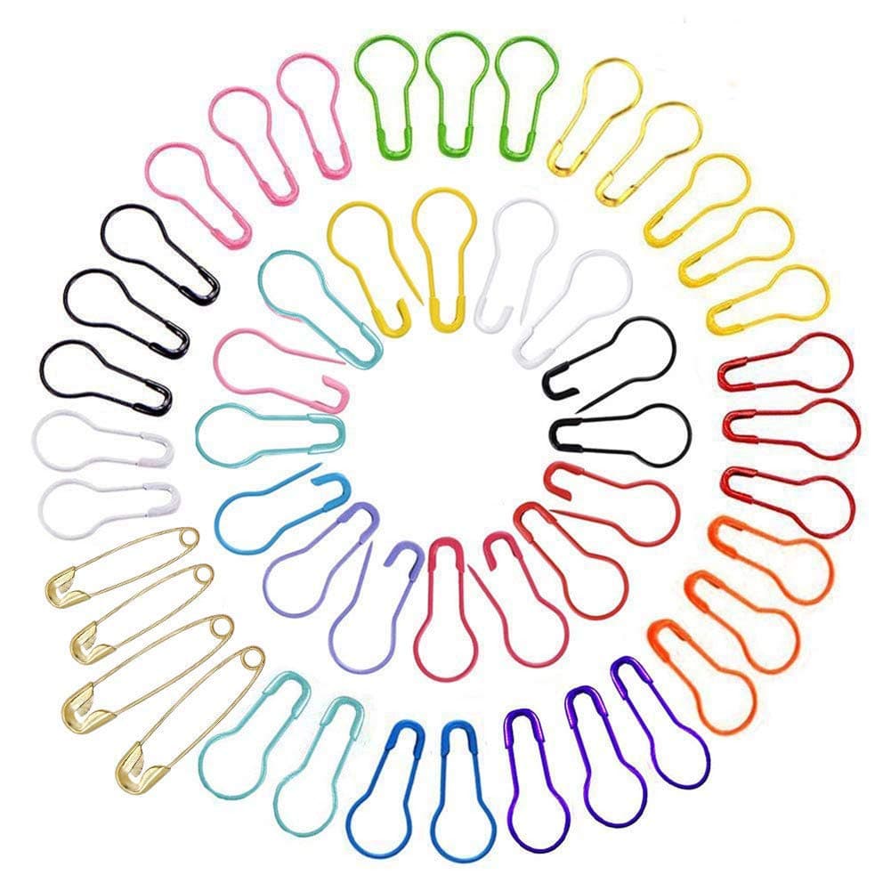 1200 PCS Bulb Safety Pins, 20 Assorted Colors Bulb Pins Metal Gourd Pins Pear Shaped Safety Pins Calabash Pins Clothing Tag Pins Knitting Stitch Markers with Storage Box for DIY Sewing Craft Making