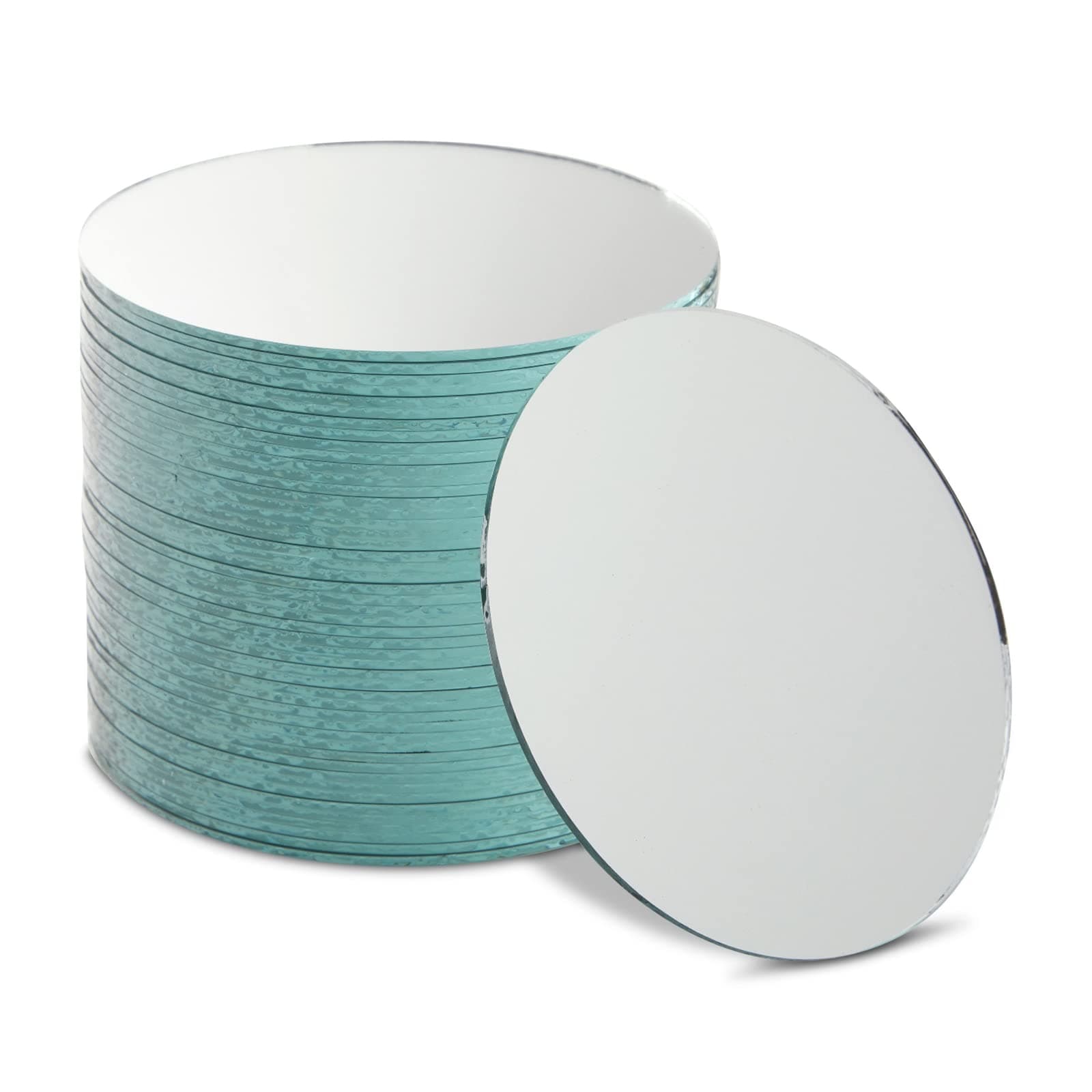 Juvale 4-Inch Round Glass Mirrors for Crafts - 4-Inch, 50-Pack, Blue, Modern - Craft Supply for Mirror Centerpieces & Home Decoration