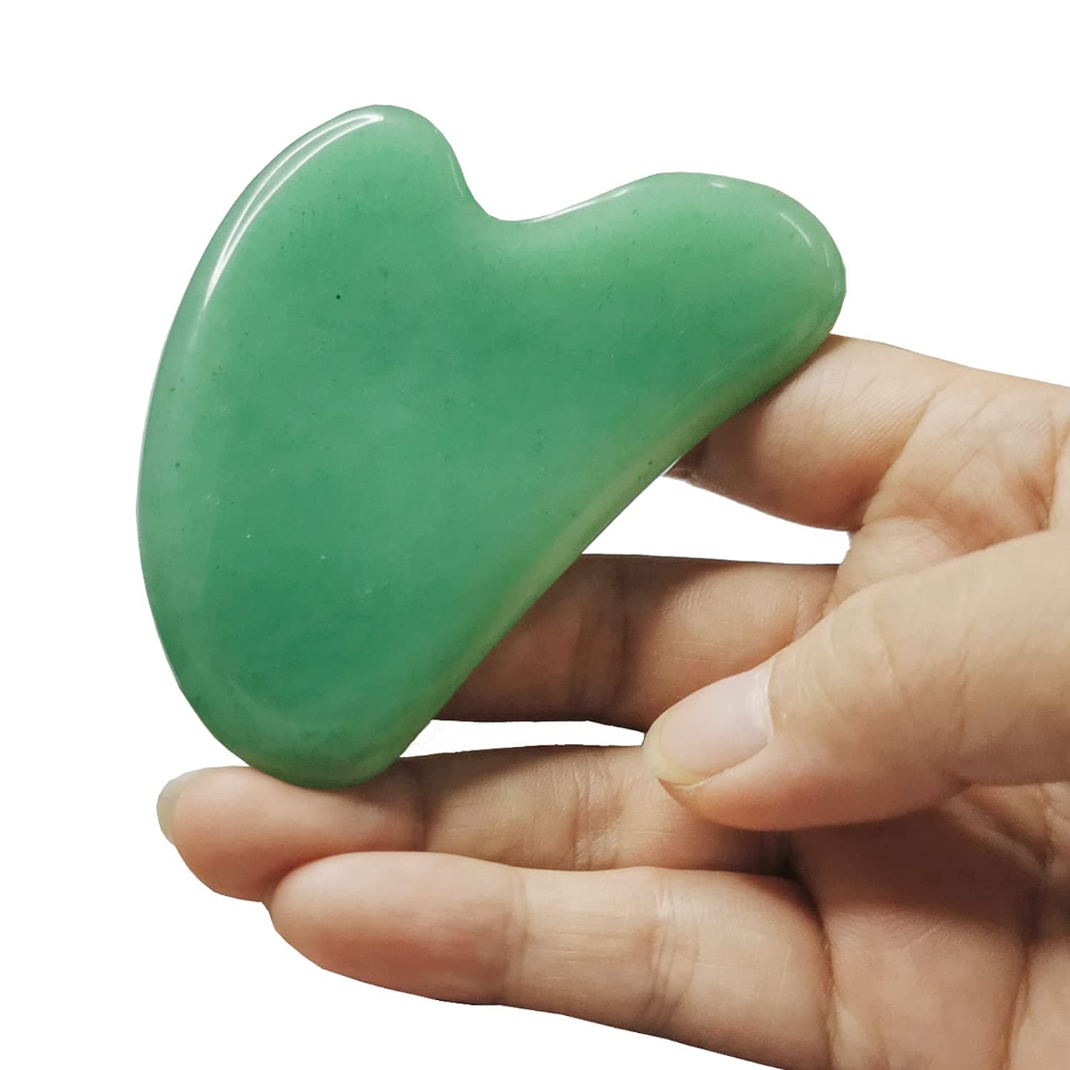 GuaSha Facial Massage Tool, Grade A Natural Jade Stone Gua sha Sc Massager for Face Body SPA, Skin Care Beauty Tools (Green)