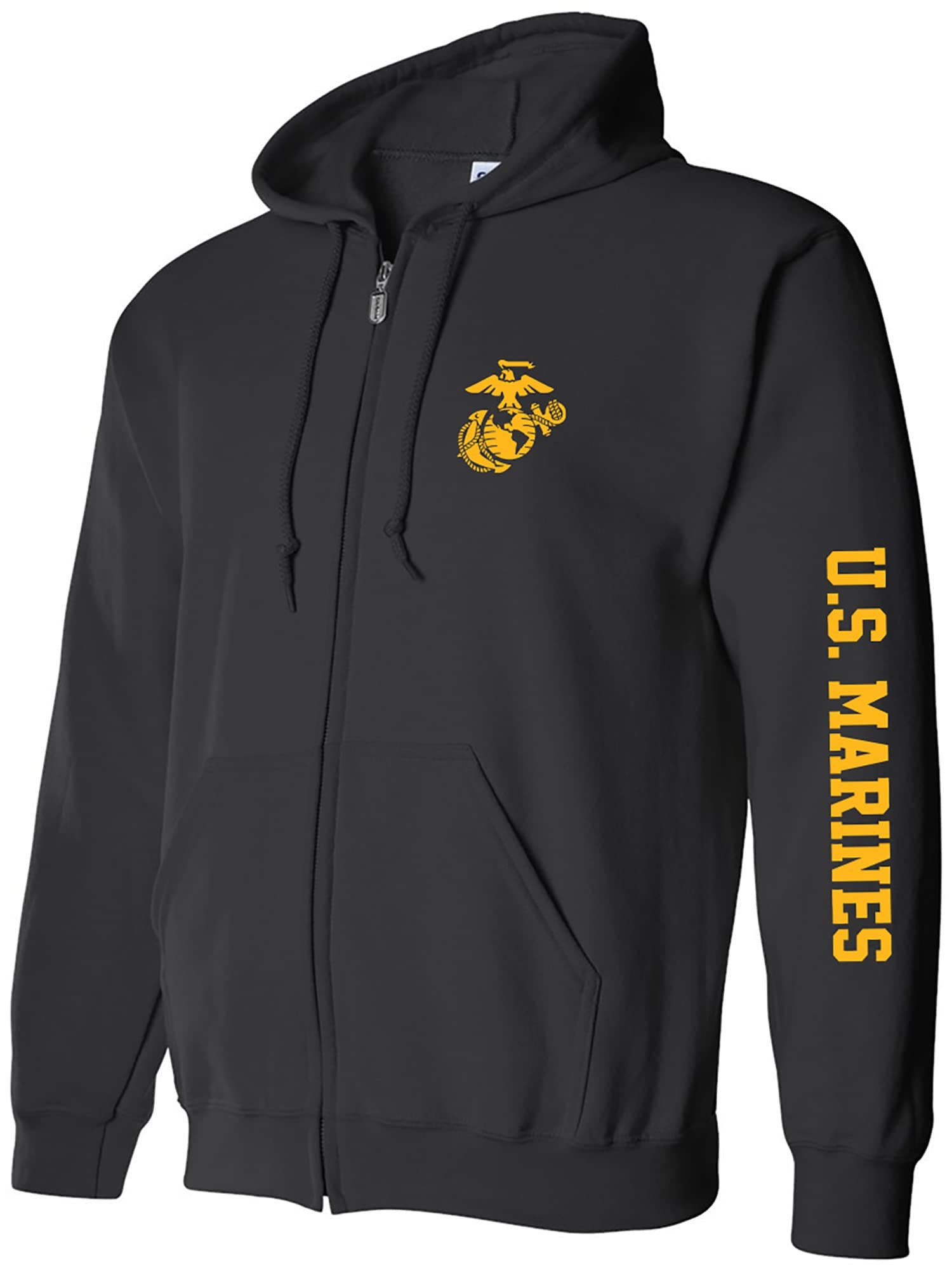 zerograviteeU.S. Marines Gold Sleeve Print Full-Zip Hooded Sweatshirt