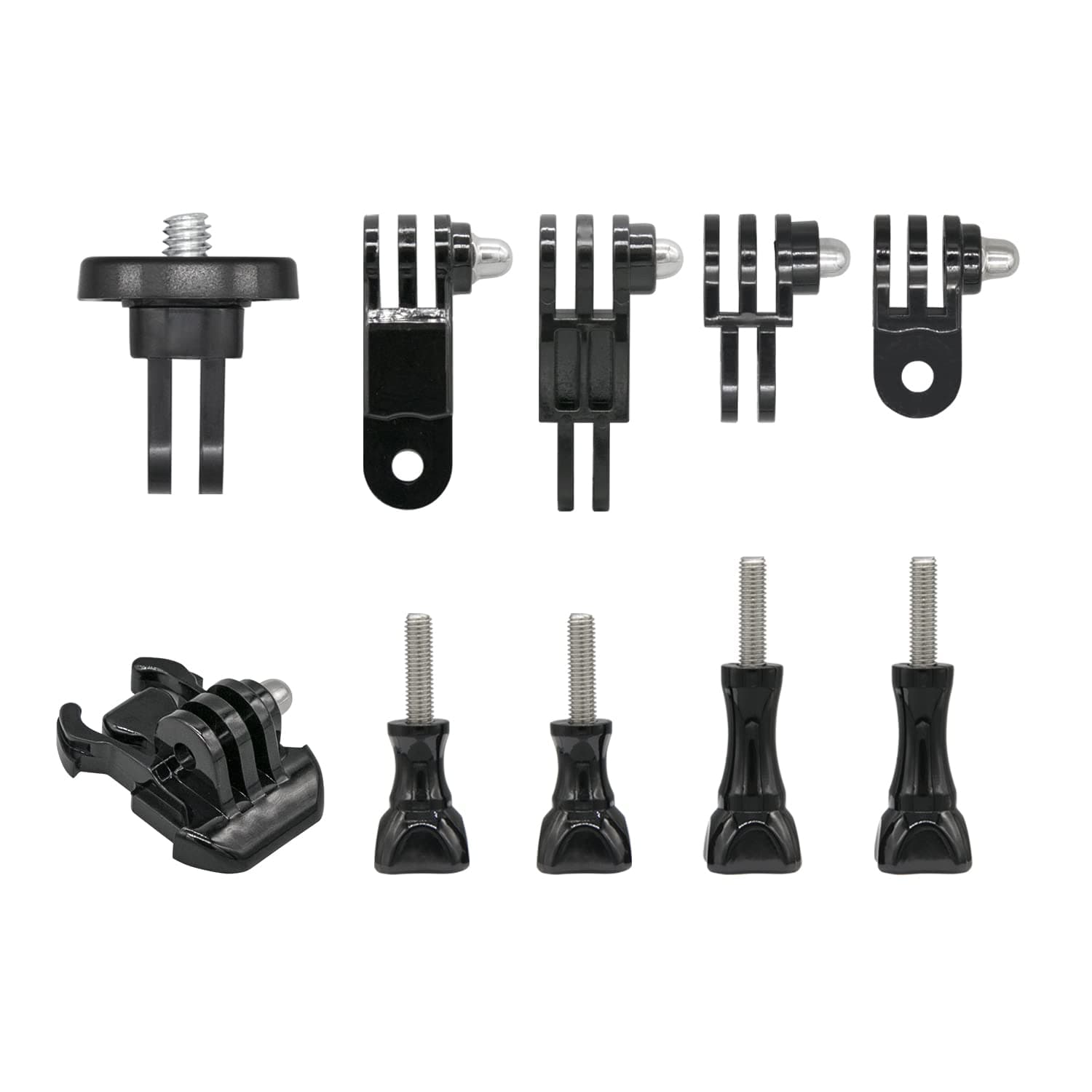 Adjustable Extension Pivot Arm Adapter Grab Bag for Gopro, includes 3-Way Pivot Arm, Quick Release Buckle, 1/4-20" Adapter, Long and Short Thumb Screws (10 Pcs)