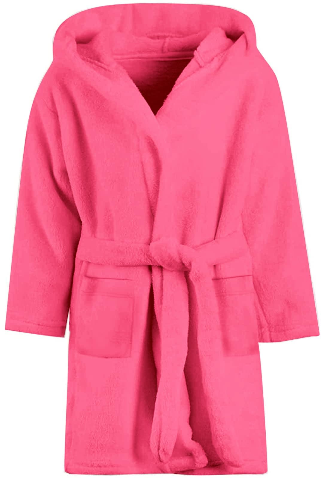 UmeydaGirls Fleece Hooded Robes, Warm Printed Bath Robe for Kids Womens Soft Fuzzy Bathrobe for Gifts