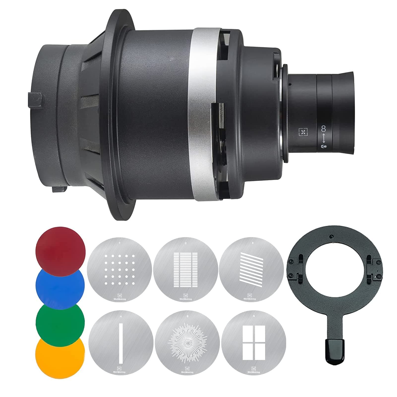 WELLMAKING S-90L Optical Snoot with Lens Condenser Bowens Mount Portable and Lightweight for Led Light, Light Control Photograph Device for Indoor/Outdoor Shooting Suit for LED Continuous Light only