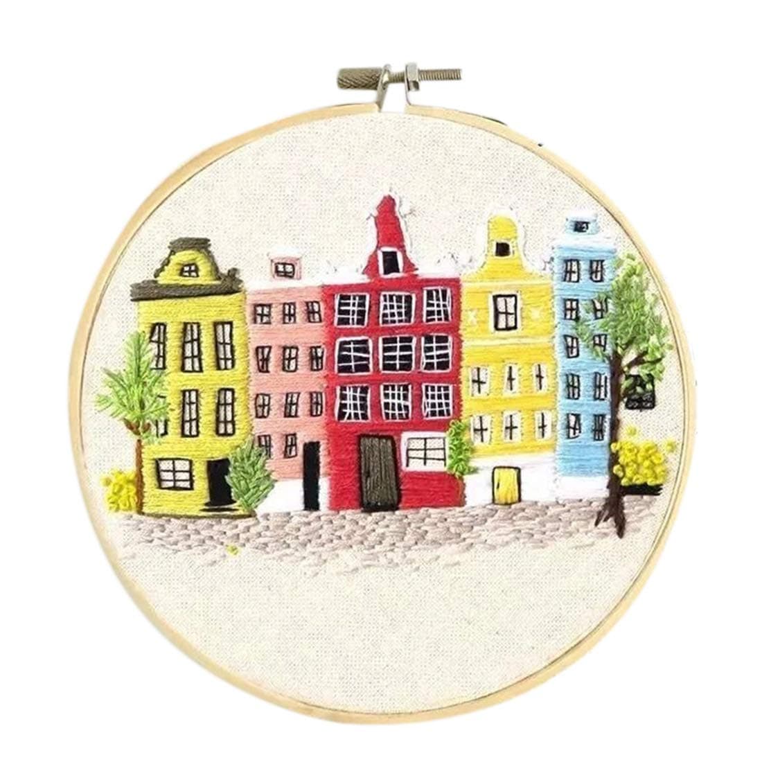 PARIO Cross Stitch Kit with Pattern Template Embroidery Hoop Handcraft Knitting Kit Yarn Set for Kids, Adults, Beginners, Starter