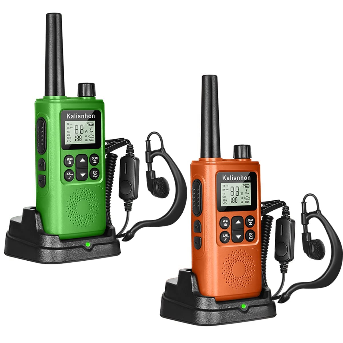 Walkie Talkies Long Range with Call Alert NOAA Dual Watch Flashlight LCD Display VOX 22 Channels, Walkie Talkies for Adults with Charging Dock and Earpieces Li-ion Battery（2 Pack）