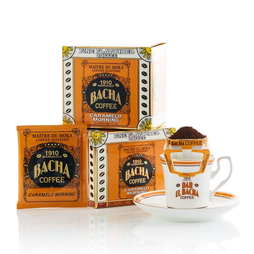 Bacha Coffee (バシャコーヒー) | Caramelo Morning Fine Flavor Coffee, 100% Arabica Beans, Medium Dark Roast, Individually Wrapped Drip Bags 12-Pack