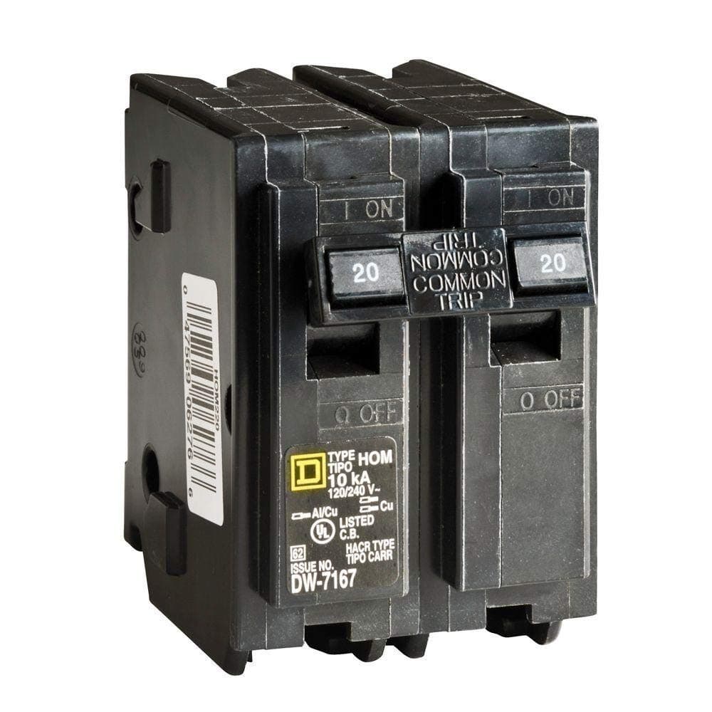 Square D HOM220 Homeline 20 Amp TwoPole Circuit Breaker