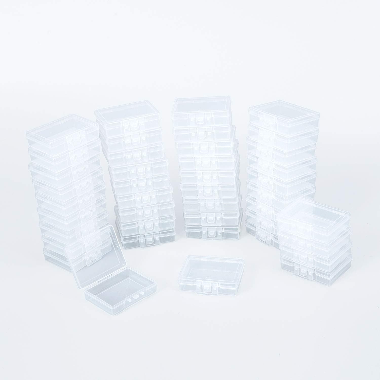 HANYAN 42 Pack Small Rectangle Plastic Bead Storage Containers Box with Closed Switch Flip Cover (2.3 x 1.8 x 0.65 Inch)