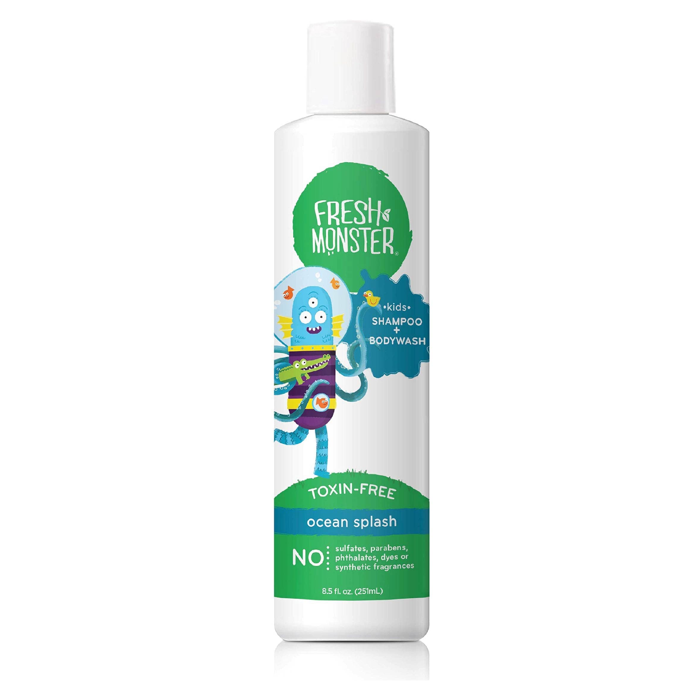2-in-1 Kids Shampoo & Body Wash, Ocean Splash - 8.5oz, Toxin-Free, Hypoallergenic, Natural & PETA Certified Cruelty-Free, Unisex